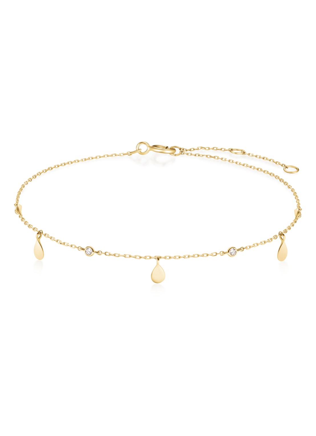 Rosefield Dangling Drops armband van 14 karaat geelgoud - voorkant 5 goud