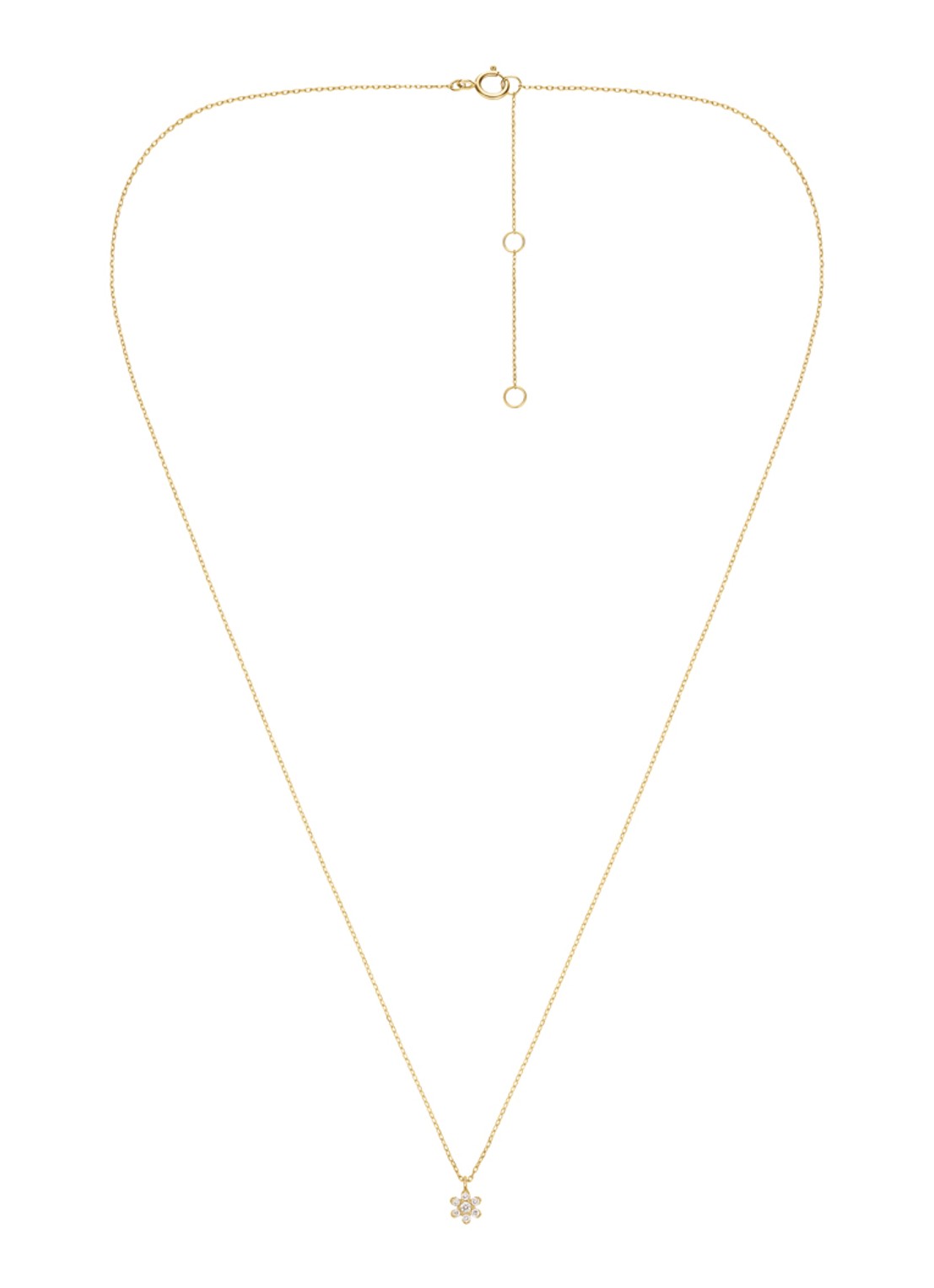 Rosefield Flower ketting van 14 karaat geelgoud - detail goud