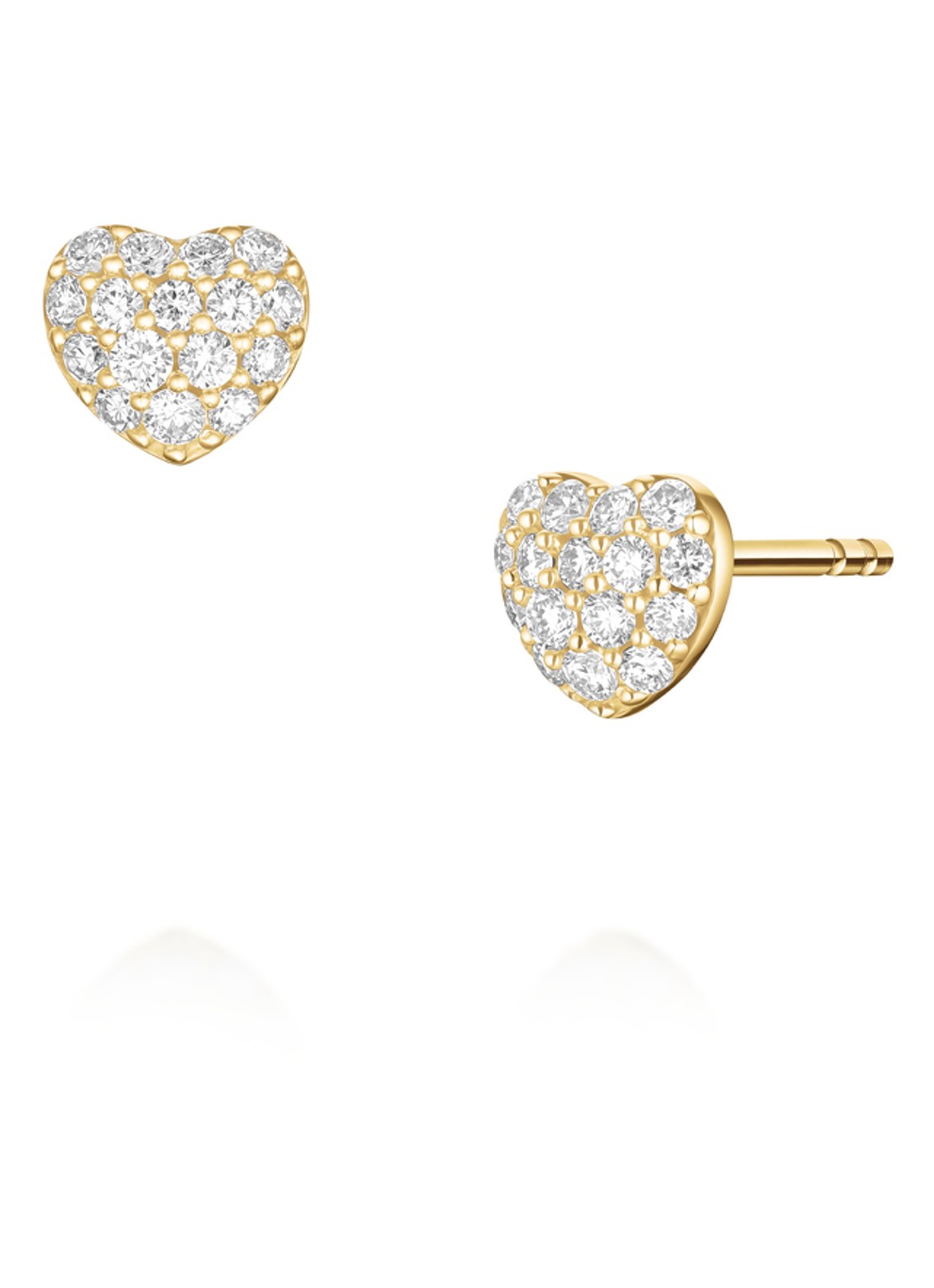 Rosefield  Heart Pave oorknopjes van 14 karaat geelgoud - voorkant goud