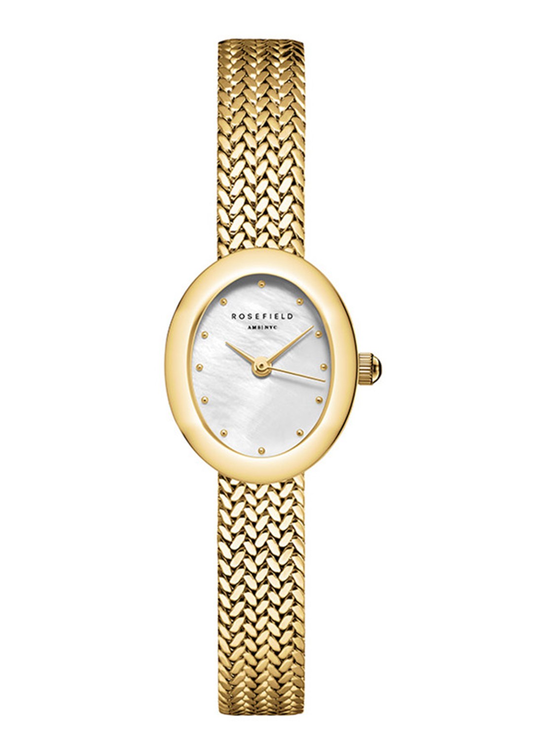 Rosefield Mini Oval horloge MWGMG-M02 - voorkant goud