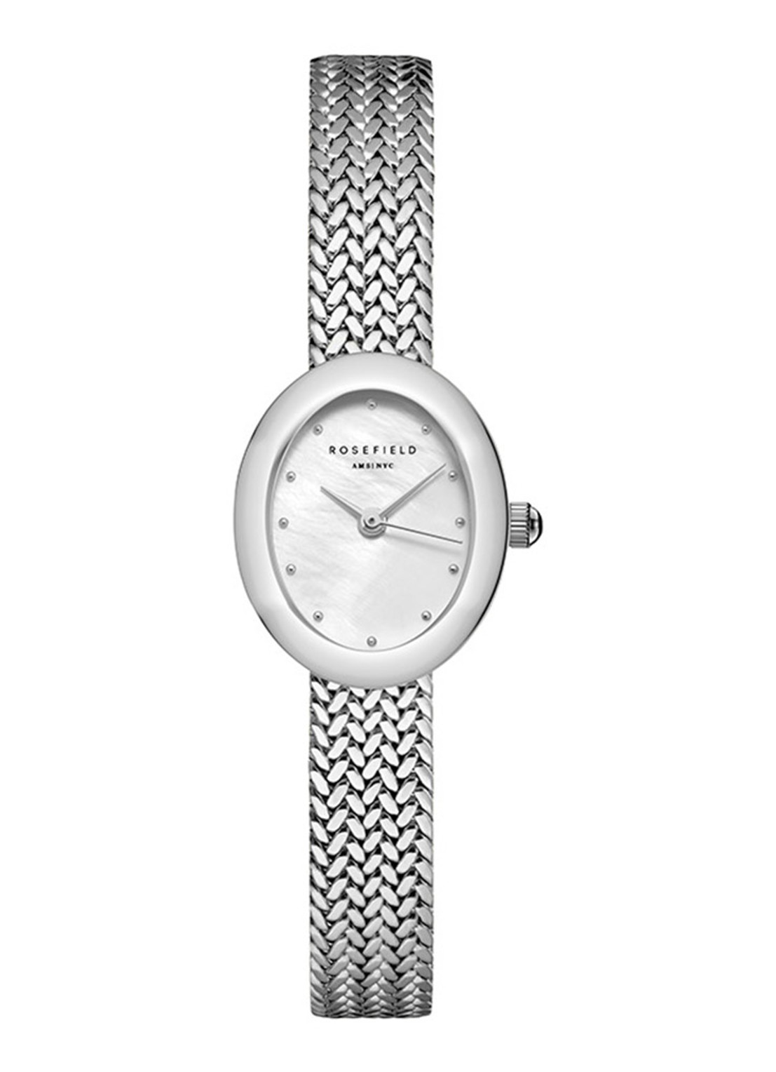 Rosefield Mini Oval horloge MWSMS-M05 - voorkant zilver