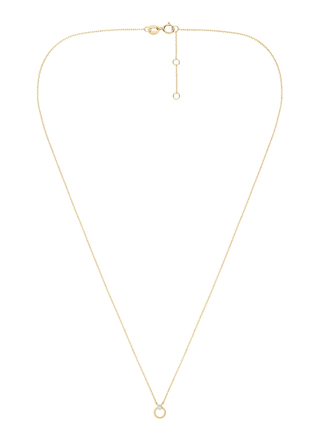Rosefield Open Circle ketting van 14 karaat geelgoud - detail goud