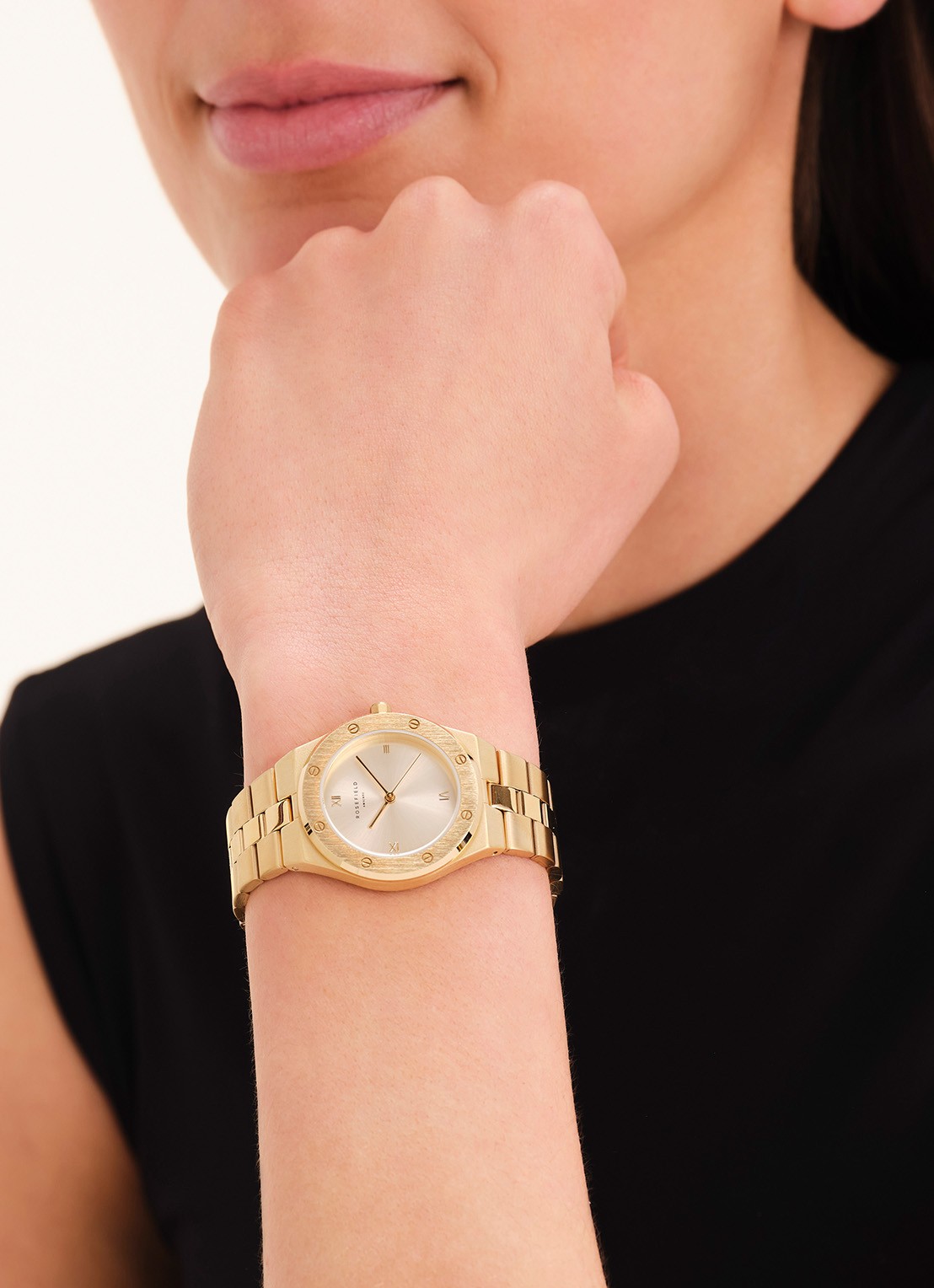 Rosefield Rose horloge SPCGSG-SP01 - voorkant 6 goud