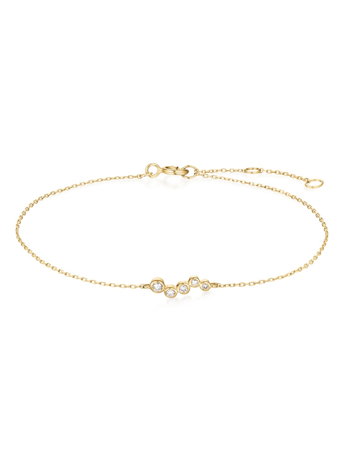 Rosefield Short Wave armband van 14 karaat geelgoud - voorkant 4 goud