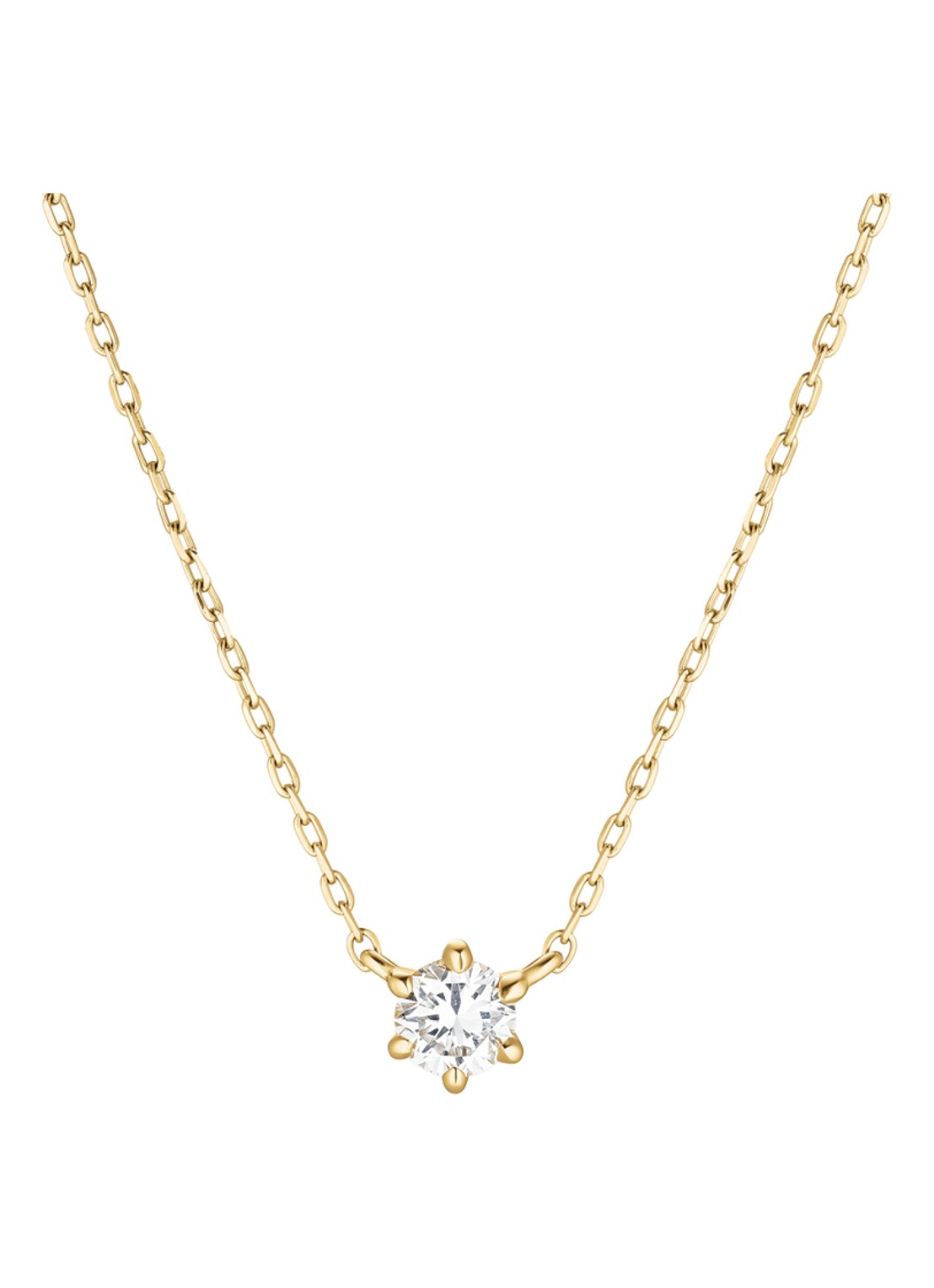 Rosefield Solitaire Prong ketting van 14 karaat geelgoud - voorkant goud