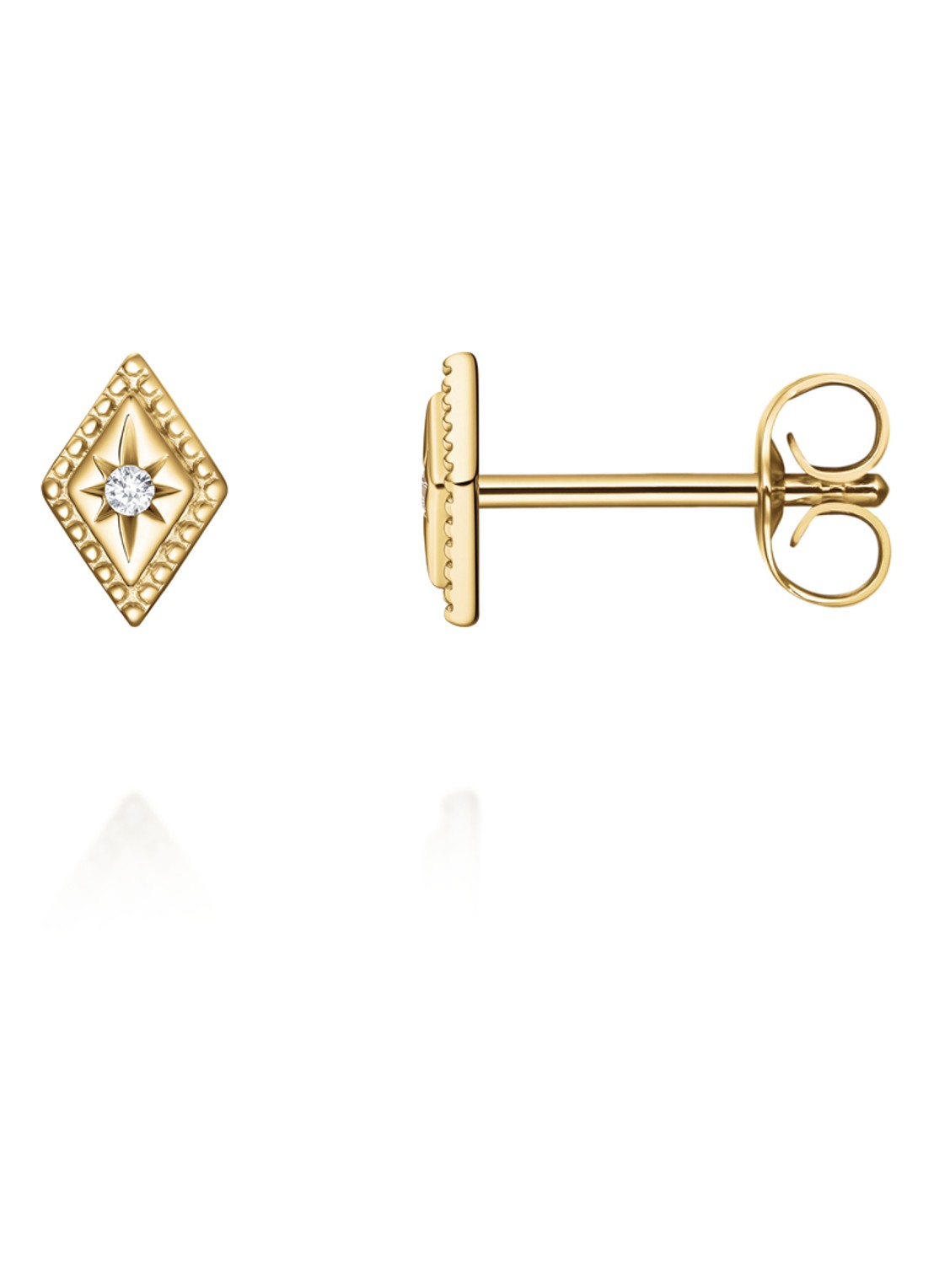 Rosefield Solitaire Star oorknopjes van 14 karaat geelgoud - detail 3 goud