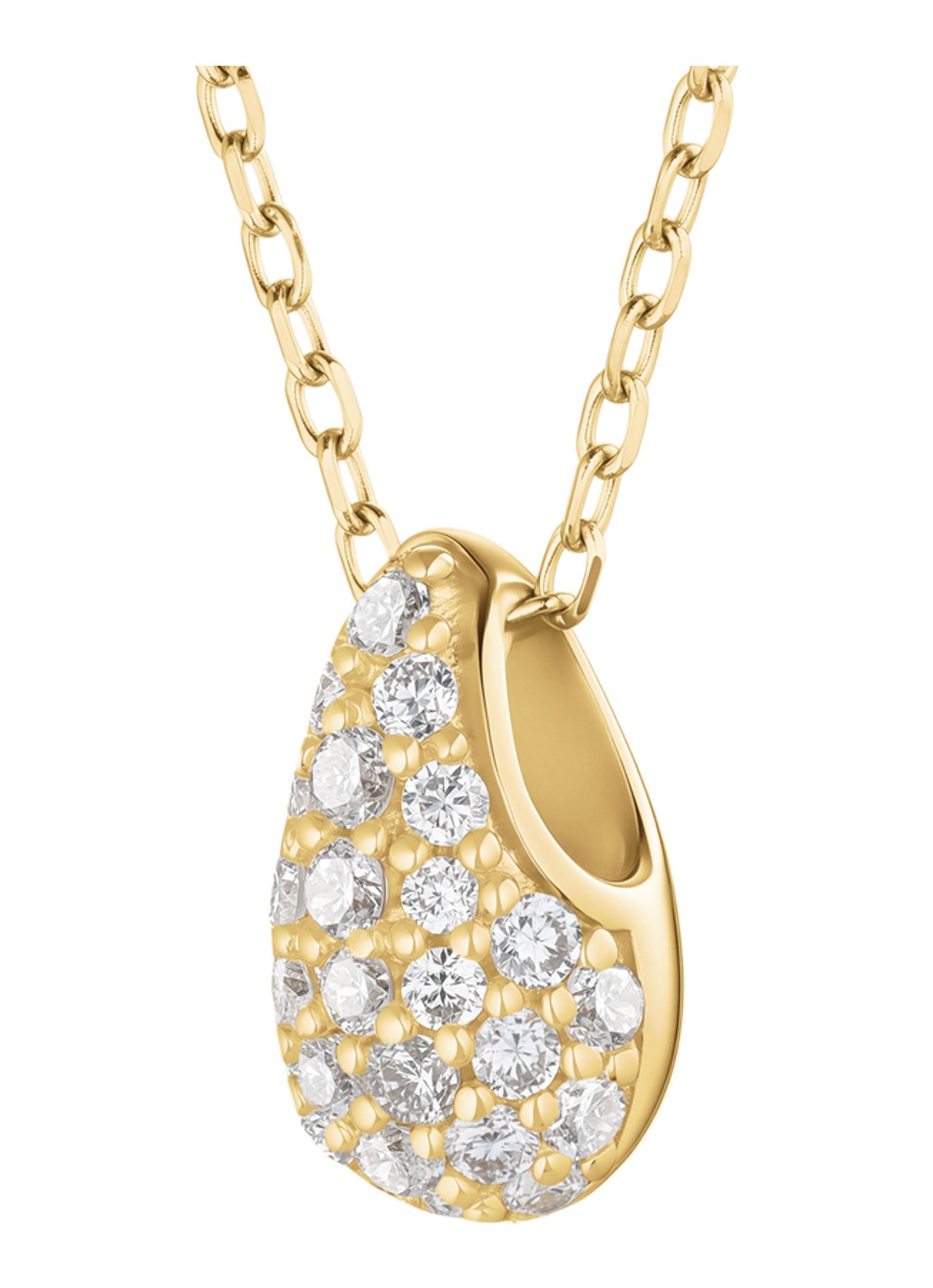Rosefield Teardrop Pave ketting van 14 karaat geelgoud - detail 2 goud