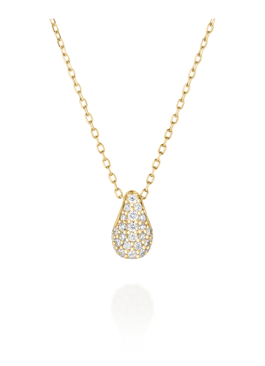 Rosefield Teardrop Pave ketting van 14 karaat geelgoud - voorkant 5 goud