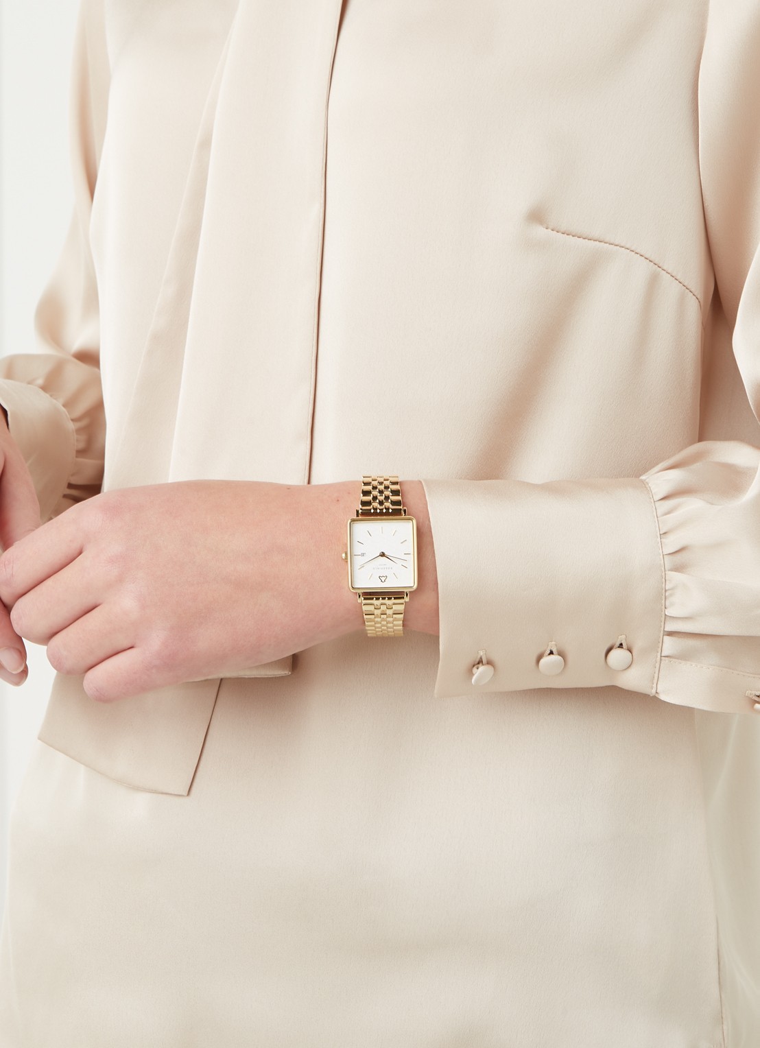 Rosefield The Boxy Honey horloge QBWG-Q045 - voorkant 2 goud