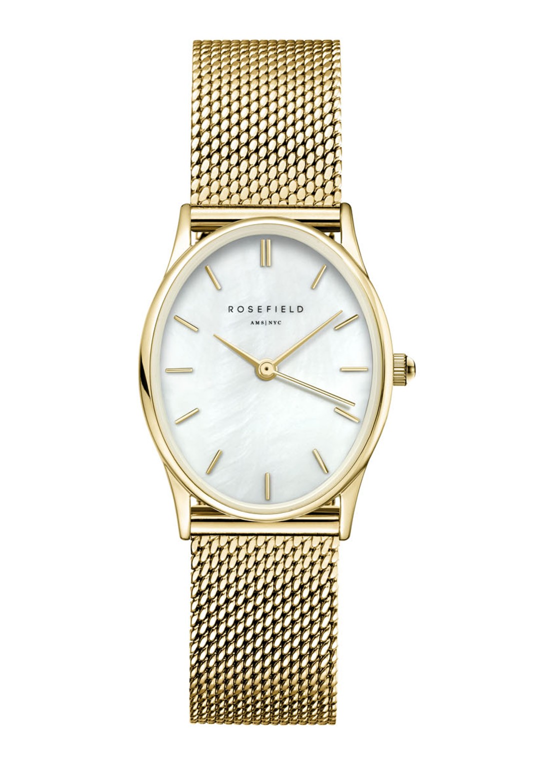 Rosefield The Oval horloge OWGMG-OV10 - voorkant goud