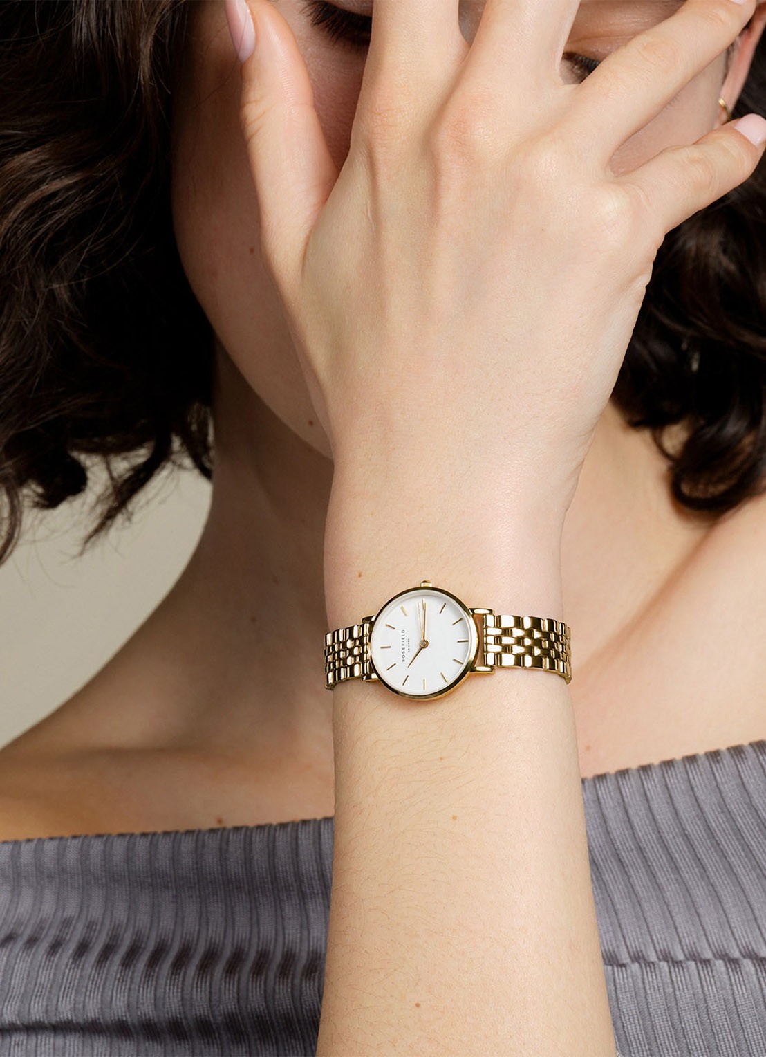 Rosefield The Small Edit horloge 26WSG-267 - voorkant 2 goud
