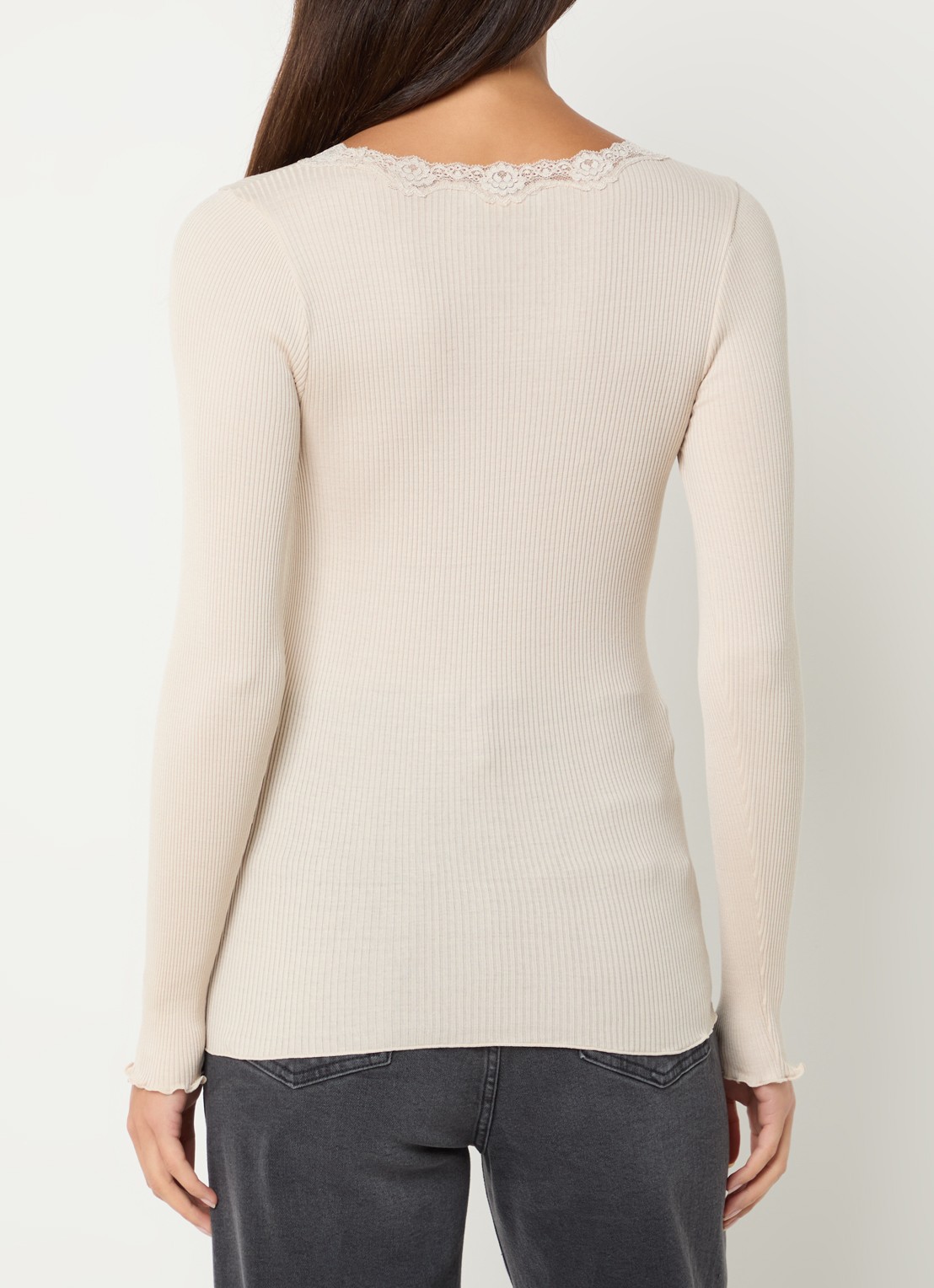 Rosemunde Babette longsleeve in zijdeblend met details van kant - achterkant 4 beige