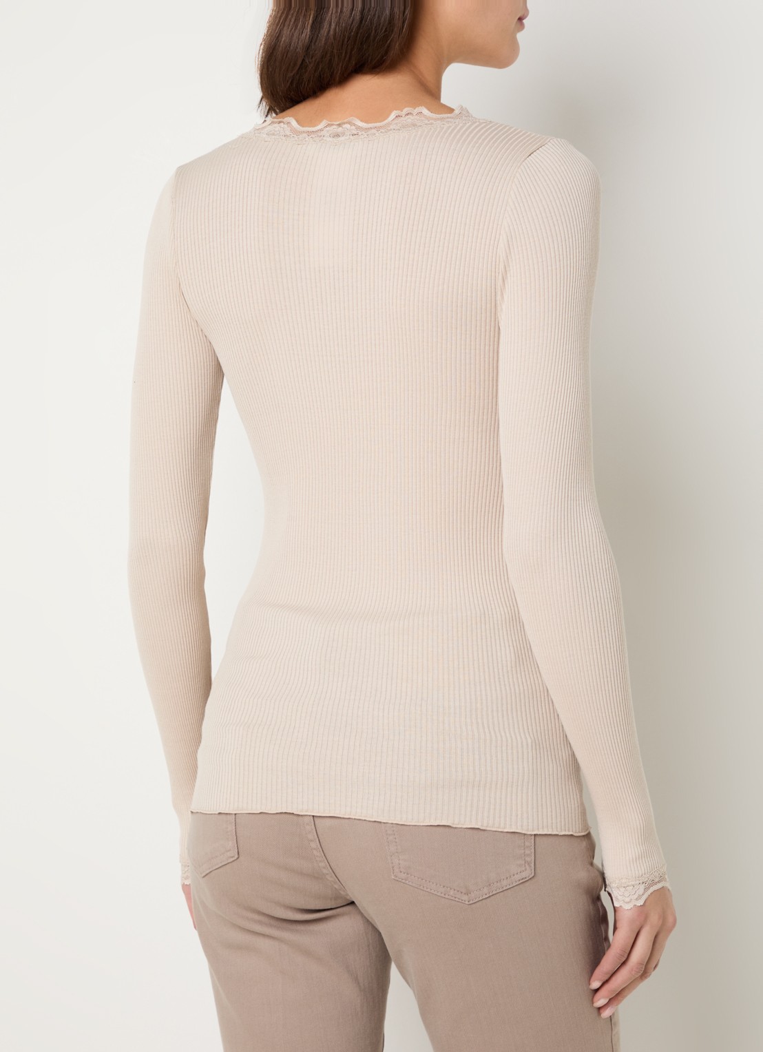 Rosemunde Babette longsleeve in zijdeblend met kant - achterkant 3 beige
