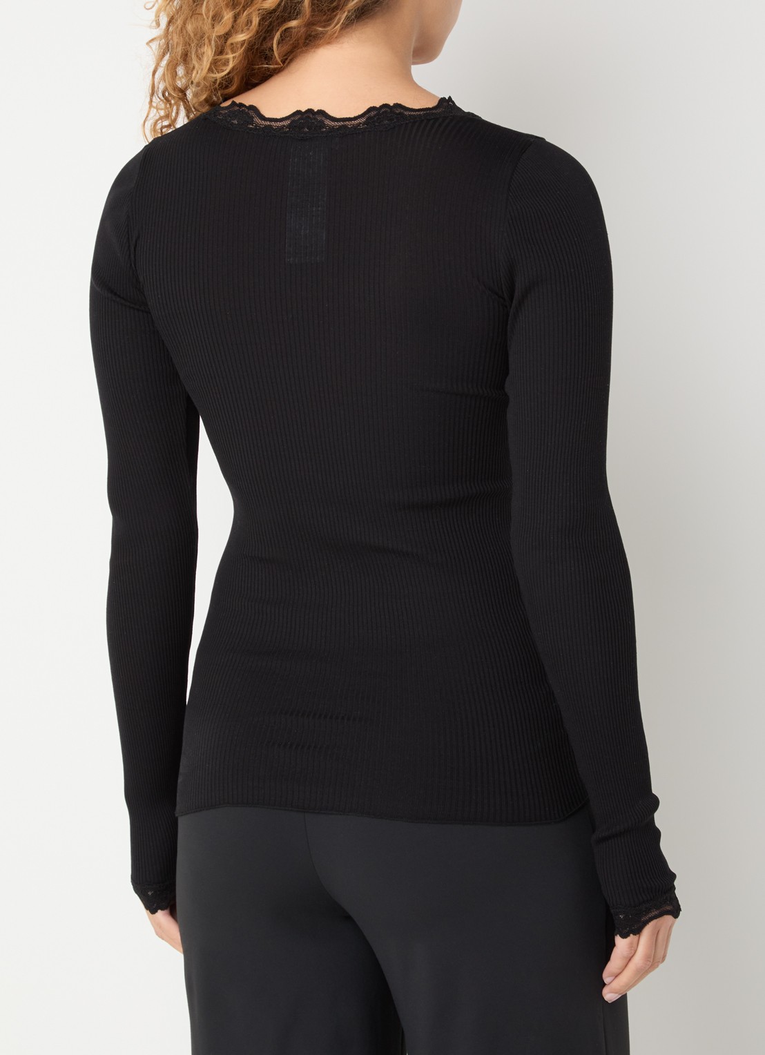 Rosemunde Babette longsleeve in zijdeblend met kant - achterkant 3 zwart