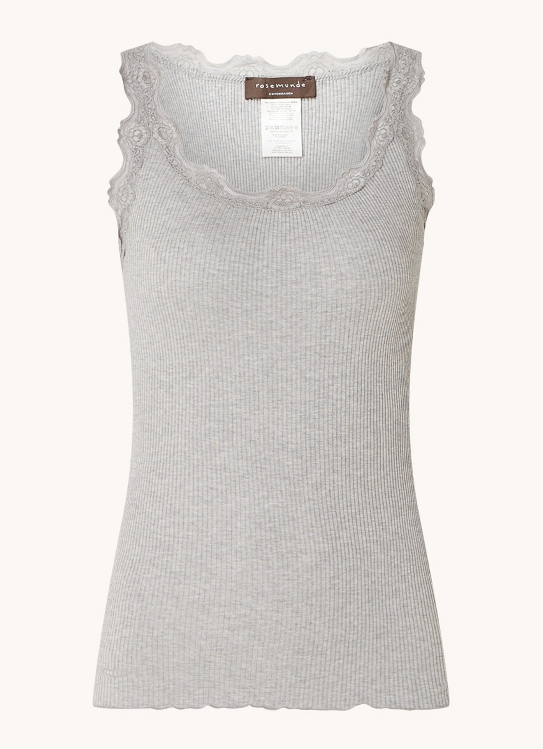 Rosemunde Babette tanktop in zijdeblend met kant - voorkant 3 grijsmele