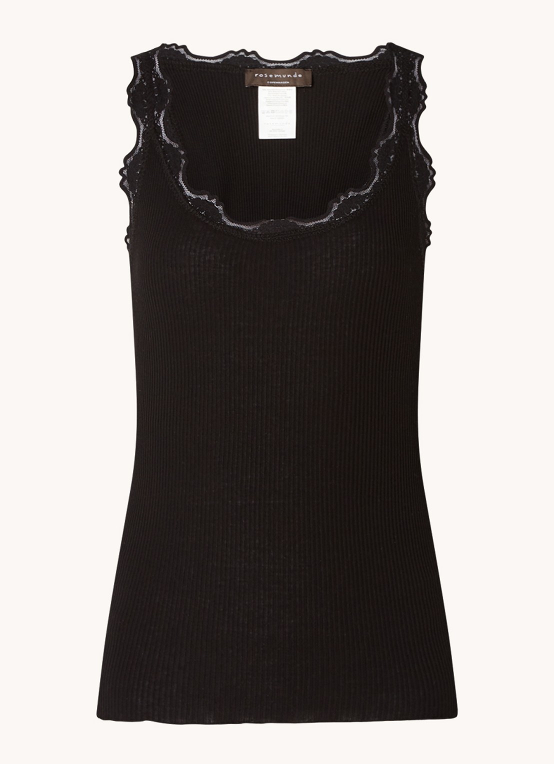 Rosemunde Babette tanktop in zijdeblend met kant - voorkant 2 zwart