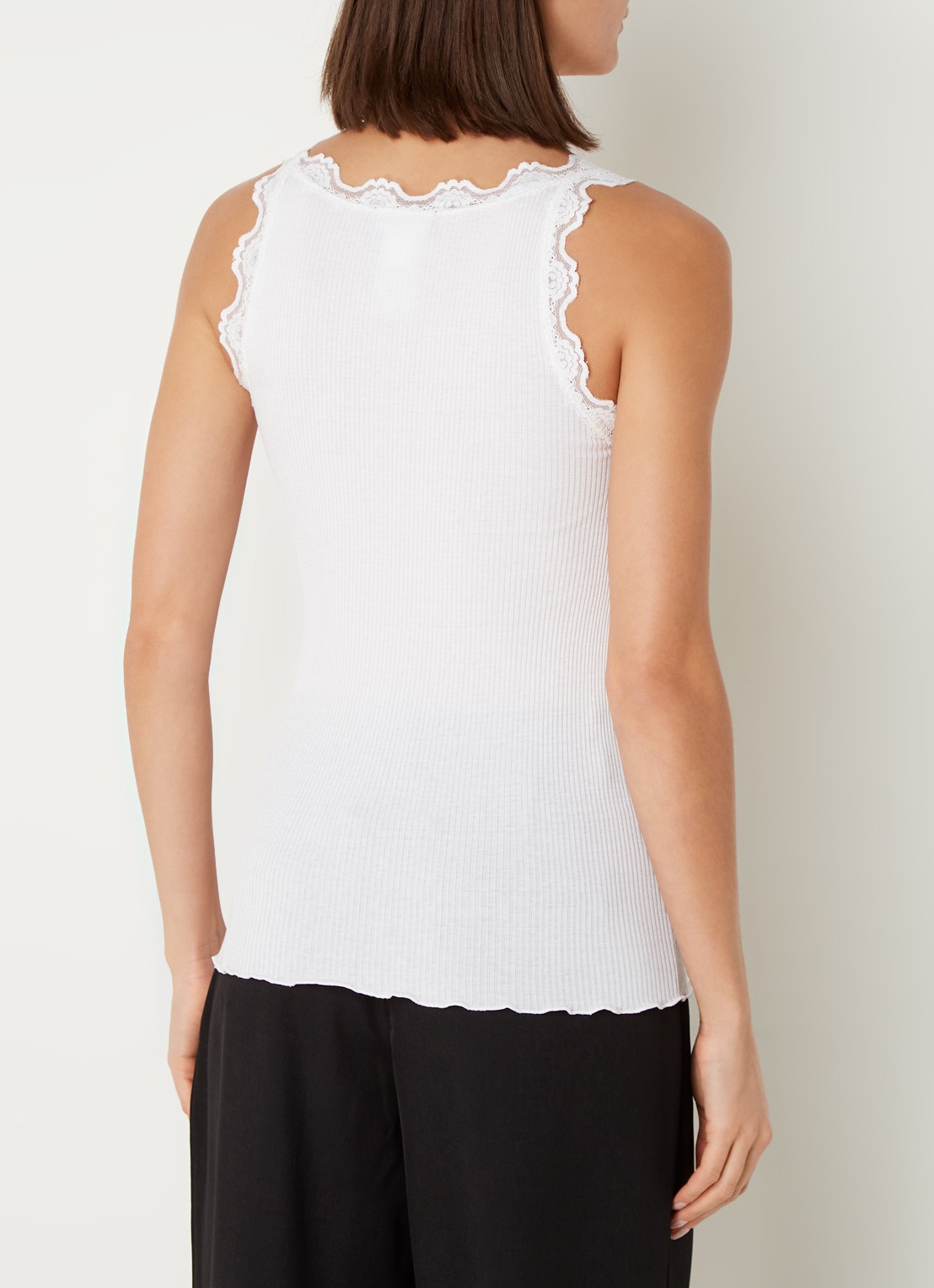 Rosemunde Babette tanktop in zijdeblend met kant - achterkant wit