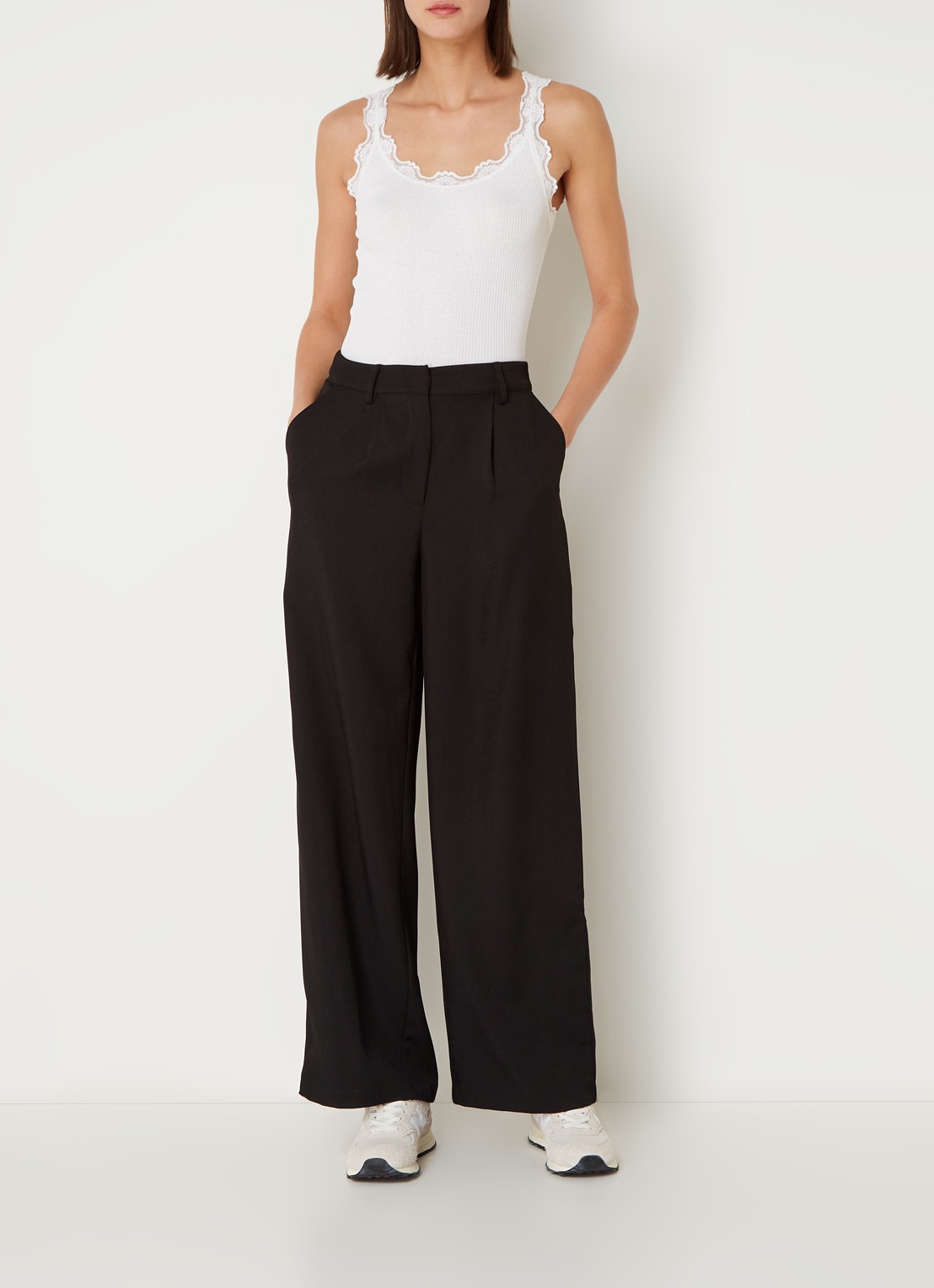 Rosemunde Babette tanktop in zijdeblend met kant - voorkant 3 wit