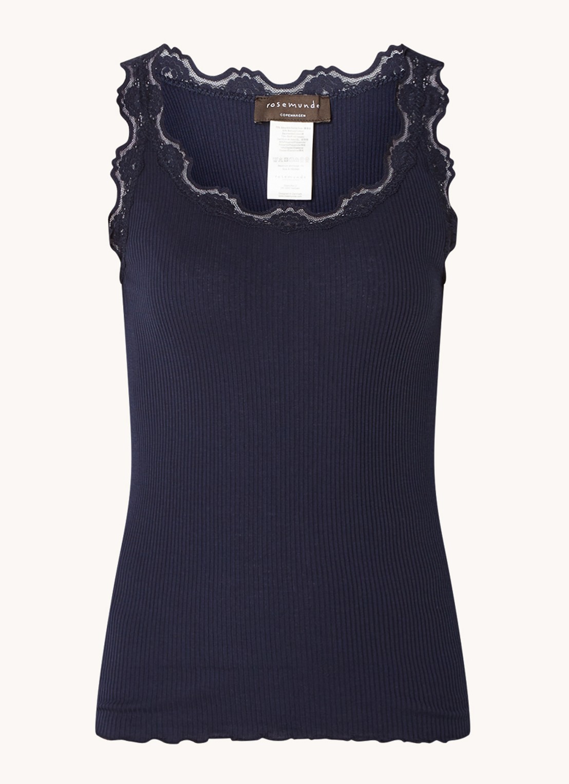 Rosemunde Babette tanktop in zijdeblend met kant - voorkant 2 donkerblauw