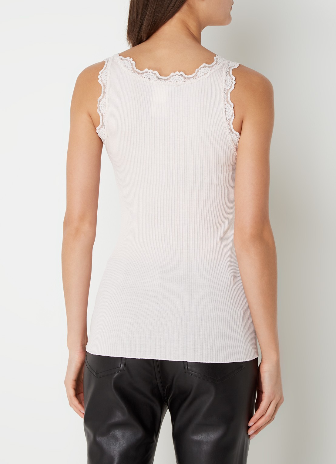 Rosemunde Babette tanktop in zijdeblend met kant - achterkant 3 lichtroze