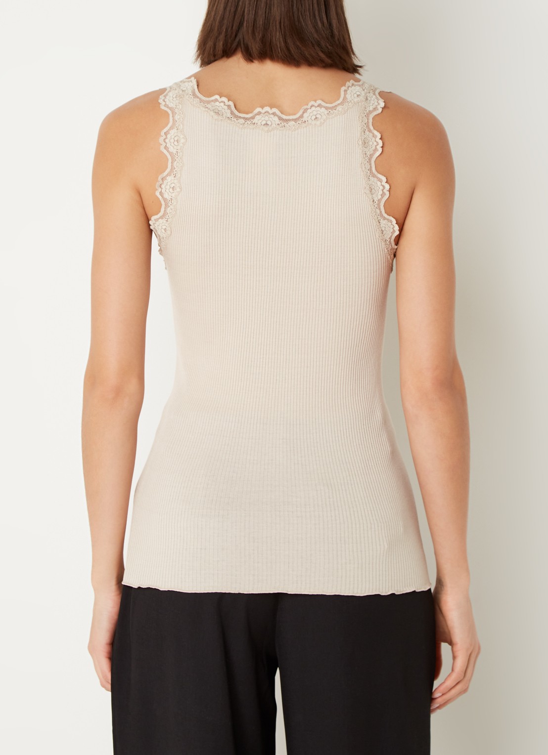 Rosemunde Babette tanktop in zijdeblend met kant - achterkant donkerbeige