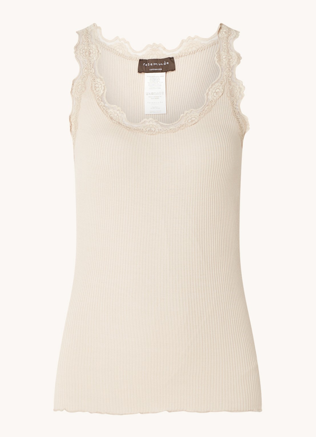 Rosemunde Babette tanktop in zijdeblend met kant - voorkant 2 donkerbeige