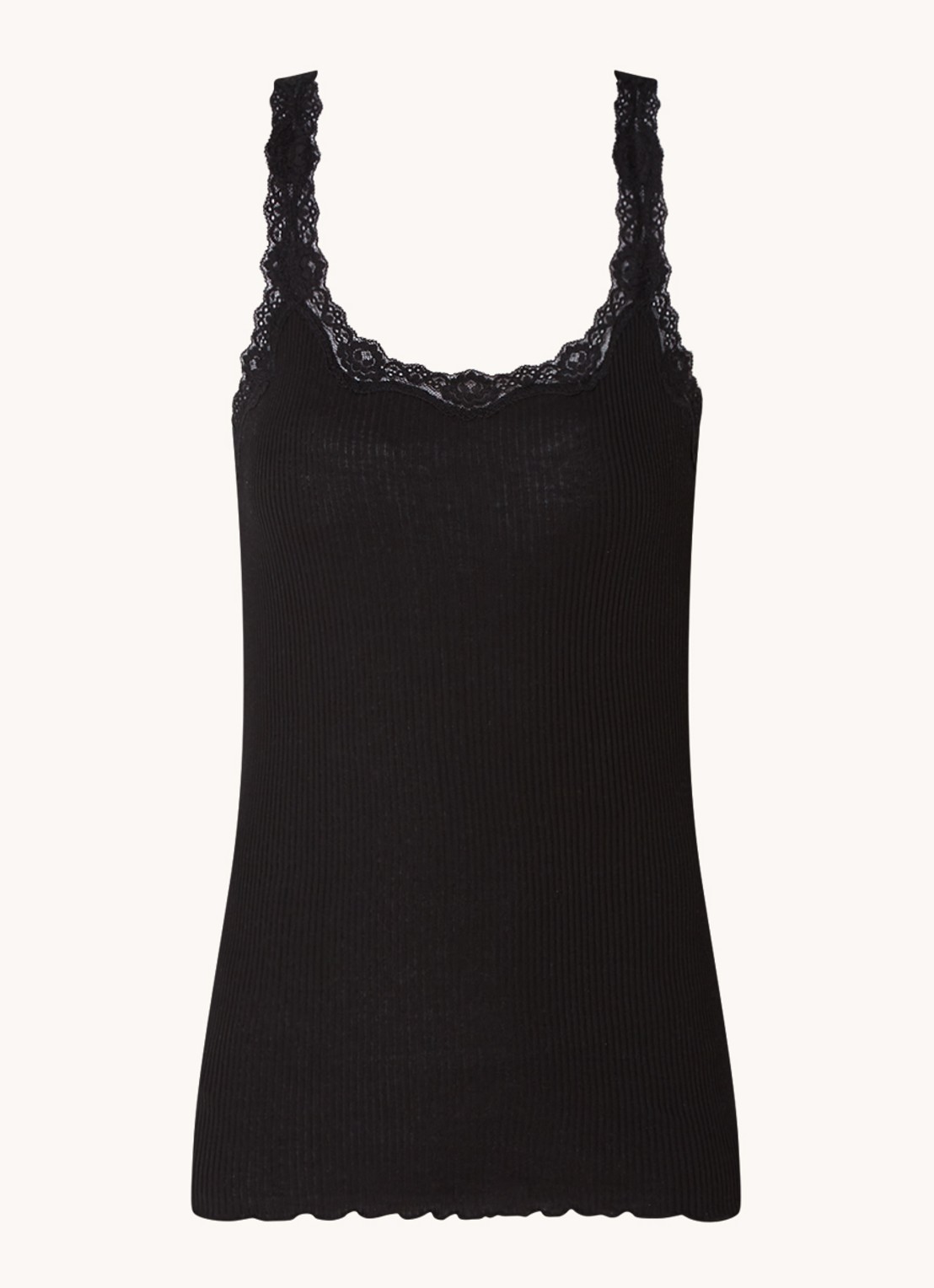 Rosemunde Babette tanktop in zijdeblend met kant - voorkant 2 zwart
