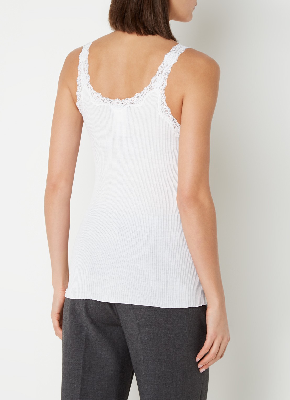 Rosemunde Babette tanktop in zijdeblend met kant - achterkant wit
