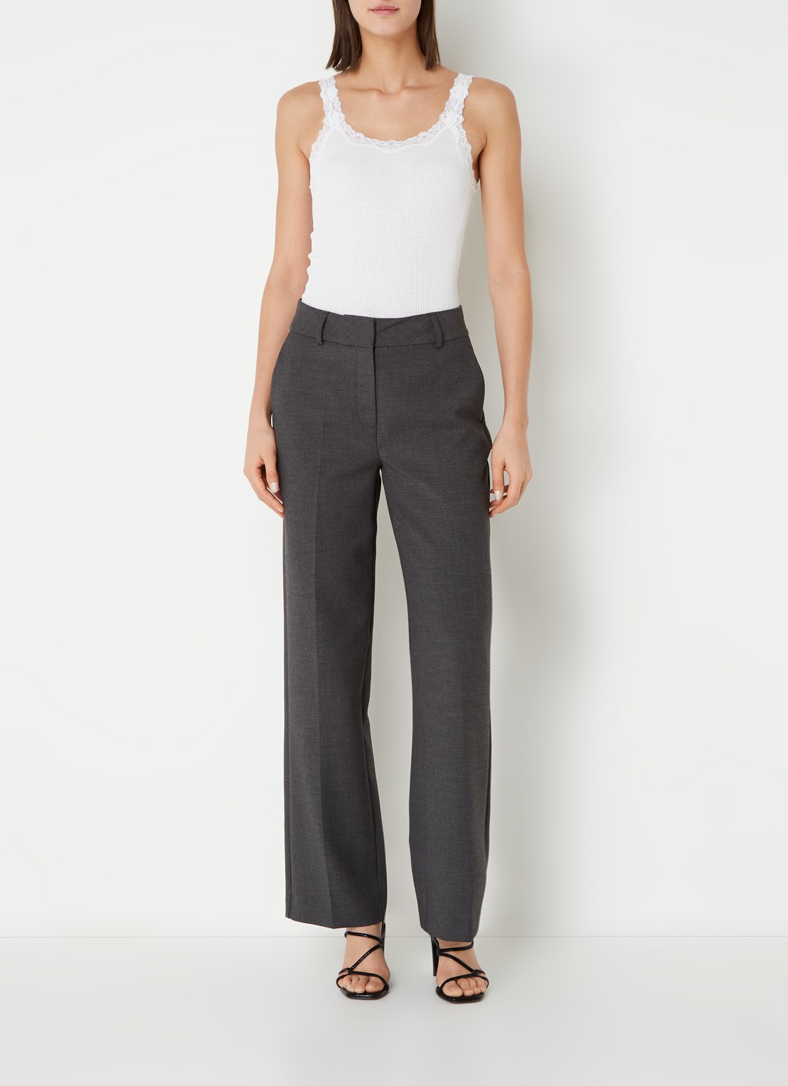 Rosemunde Babette tanktop in zijdeblend met kant - voorkant 4 wit