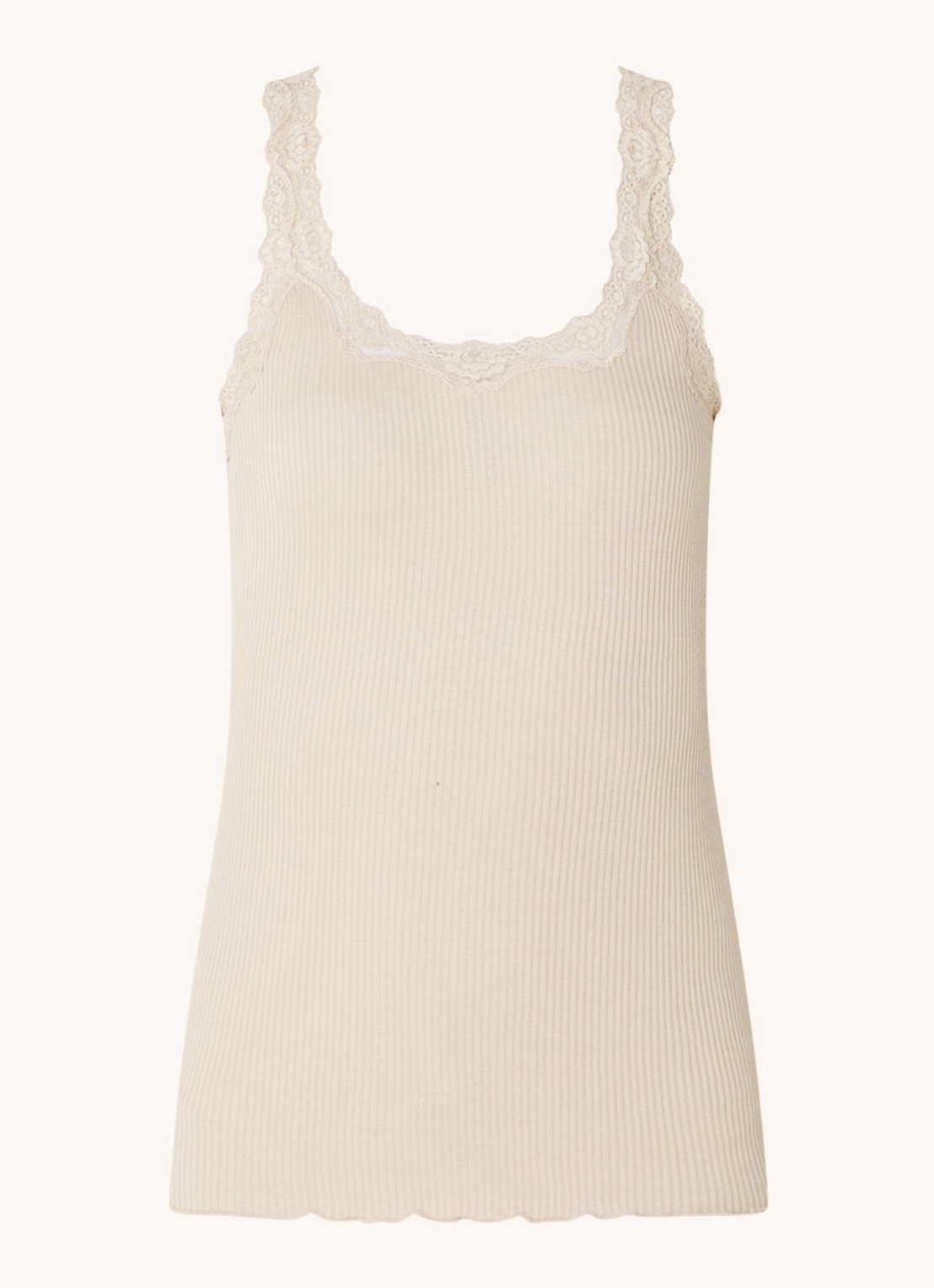 Rosemunde Babette tanktop in zijdeblend met kant - voorkant 2 donkerbeige