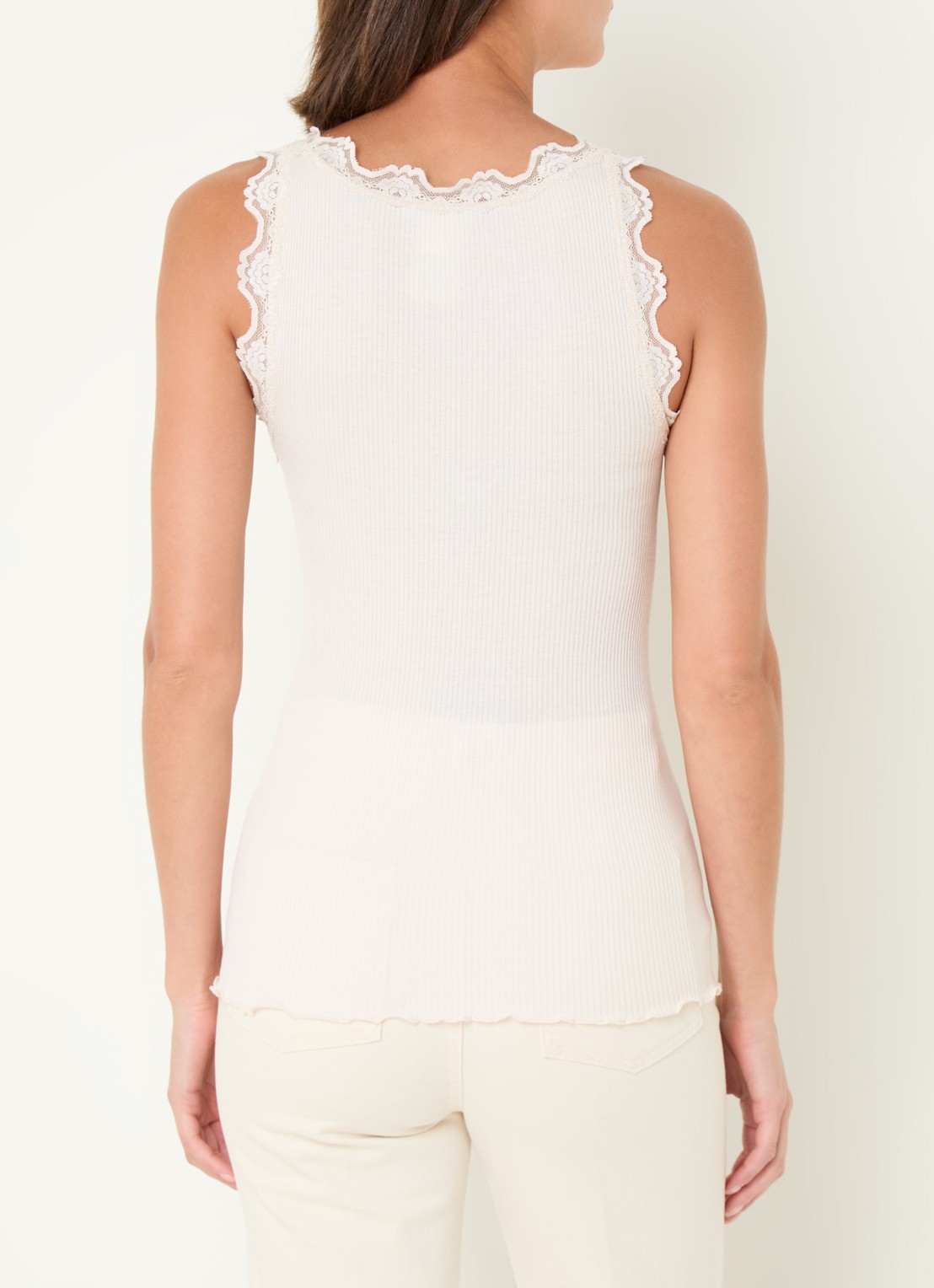 Rosemunde Babette tanktop in zijdeblend met kant - achterkant 4 gebroken wit