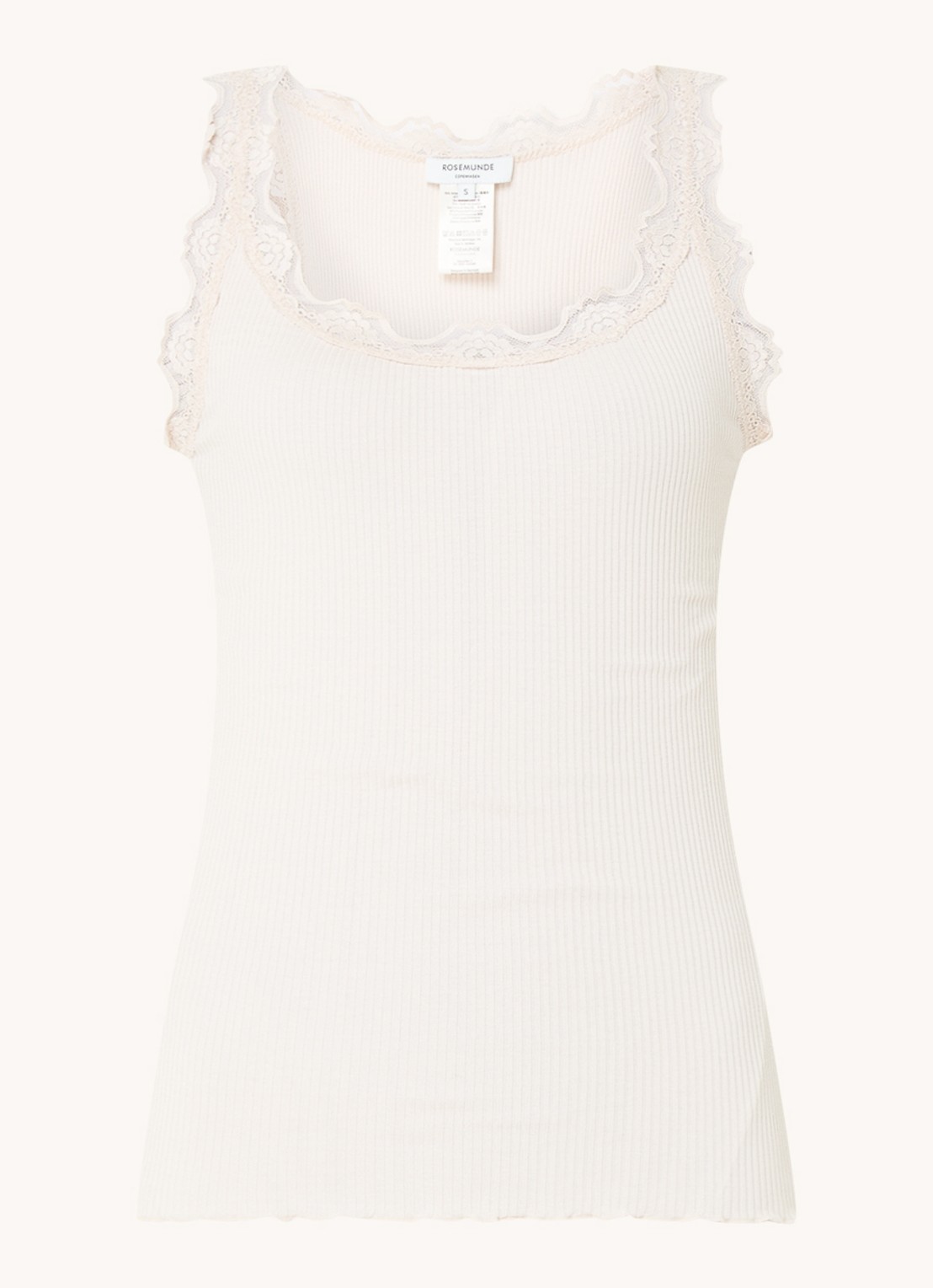 Rosemunde Babette tanktop in zijdeblend met kant - voorkant gebroken wit