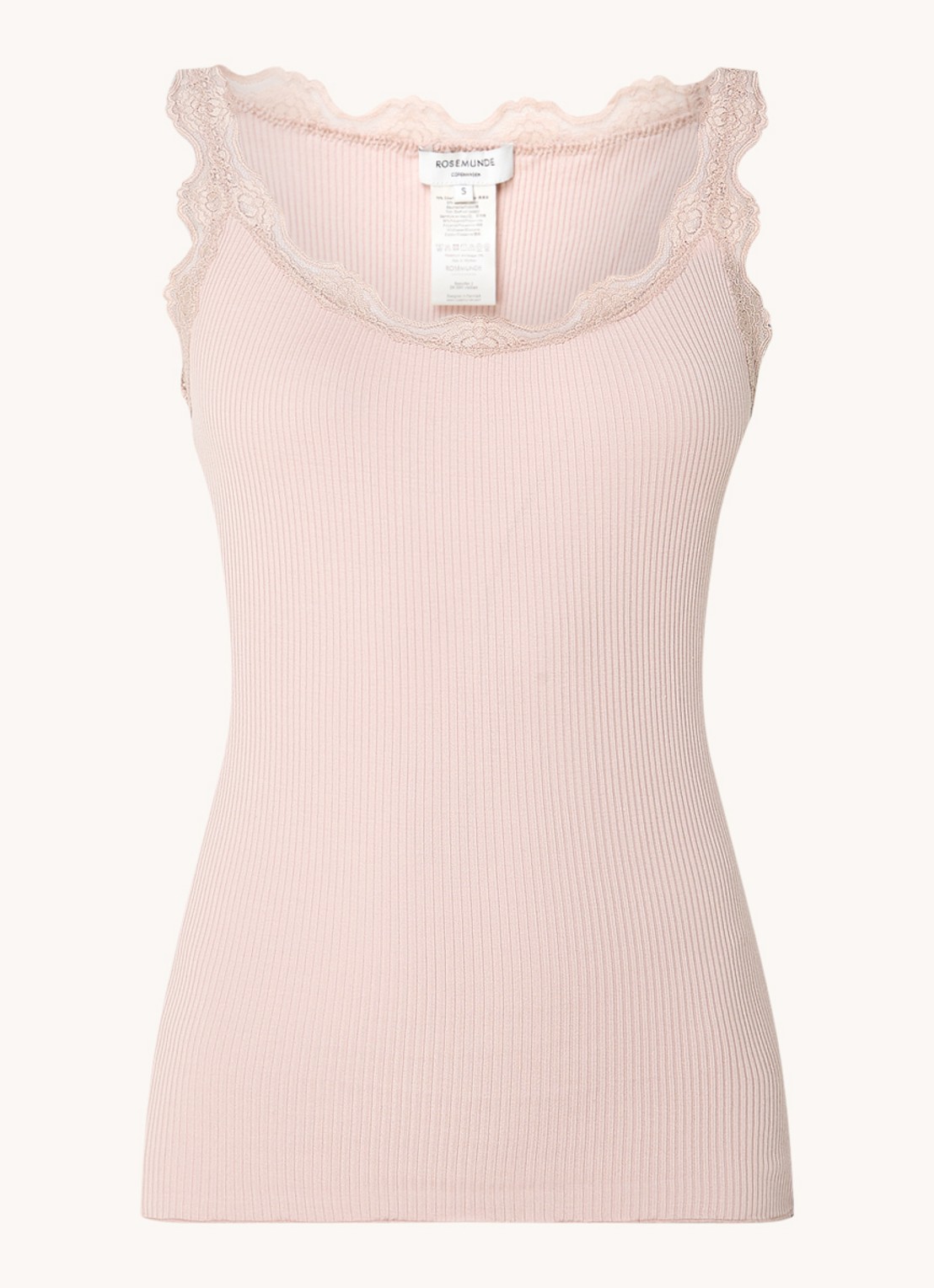 Rosemunde Babette tanktop in zijdeblend met kant - voorkant 3 oudroze