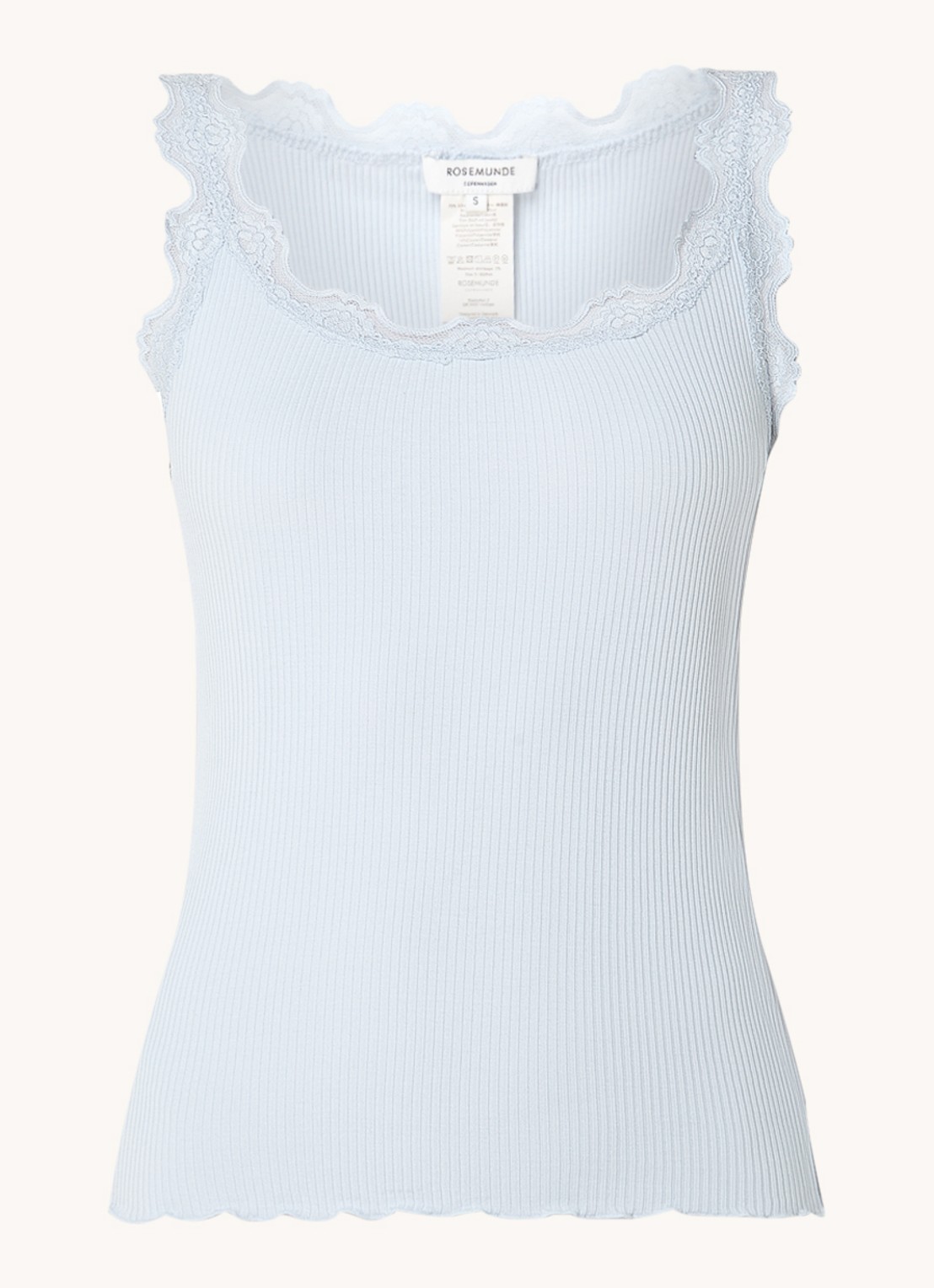 Rosemunde Babette tanktop in zijdeblend met kant - voorkant 4 lichtblauw