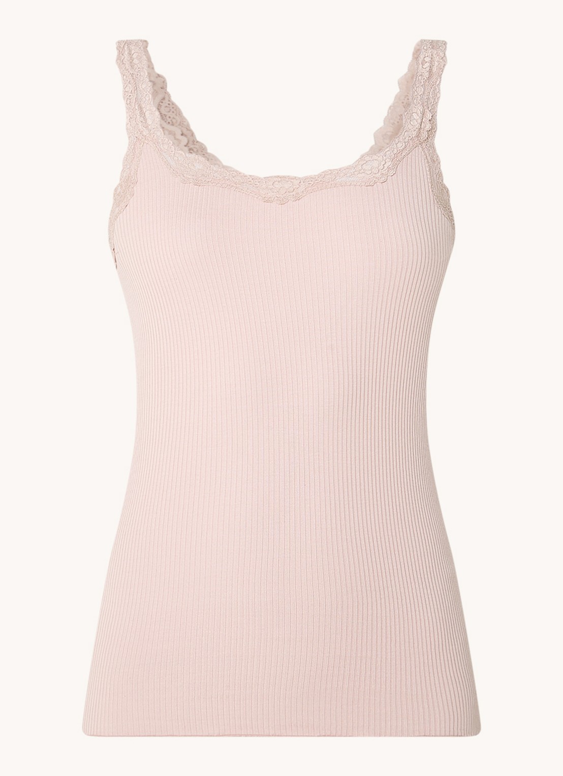 Rosemunde Babette tanktop in zijdeblend met kant - voorkant 3 lichtroze