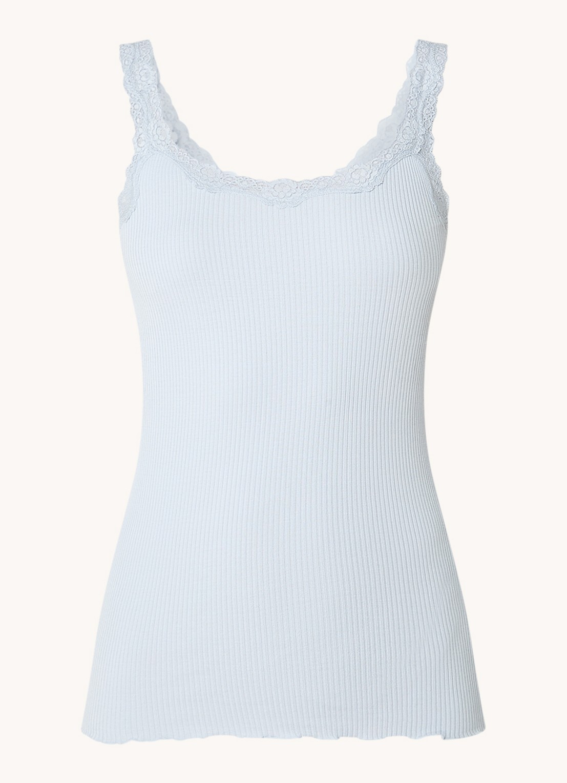 Rosemunde Babette tanktop in zijdeblend met kant - voorkant lichtblauw