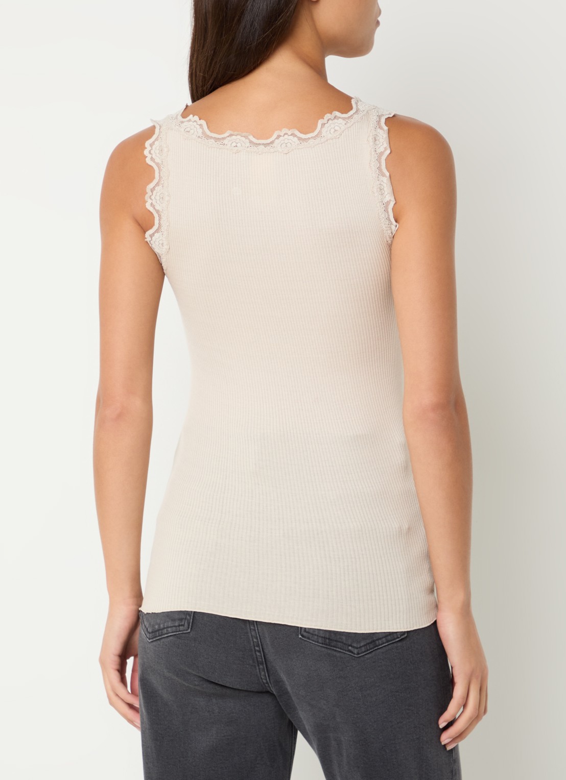 Rosemunde Babette tanktop in zijdeblend met kant - achterkant 4 beige