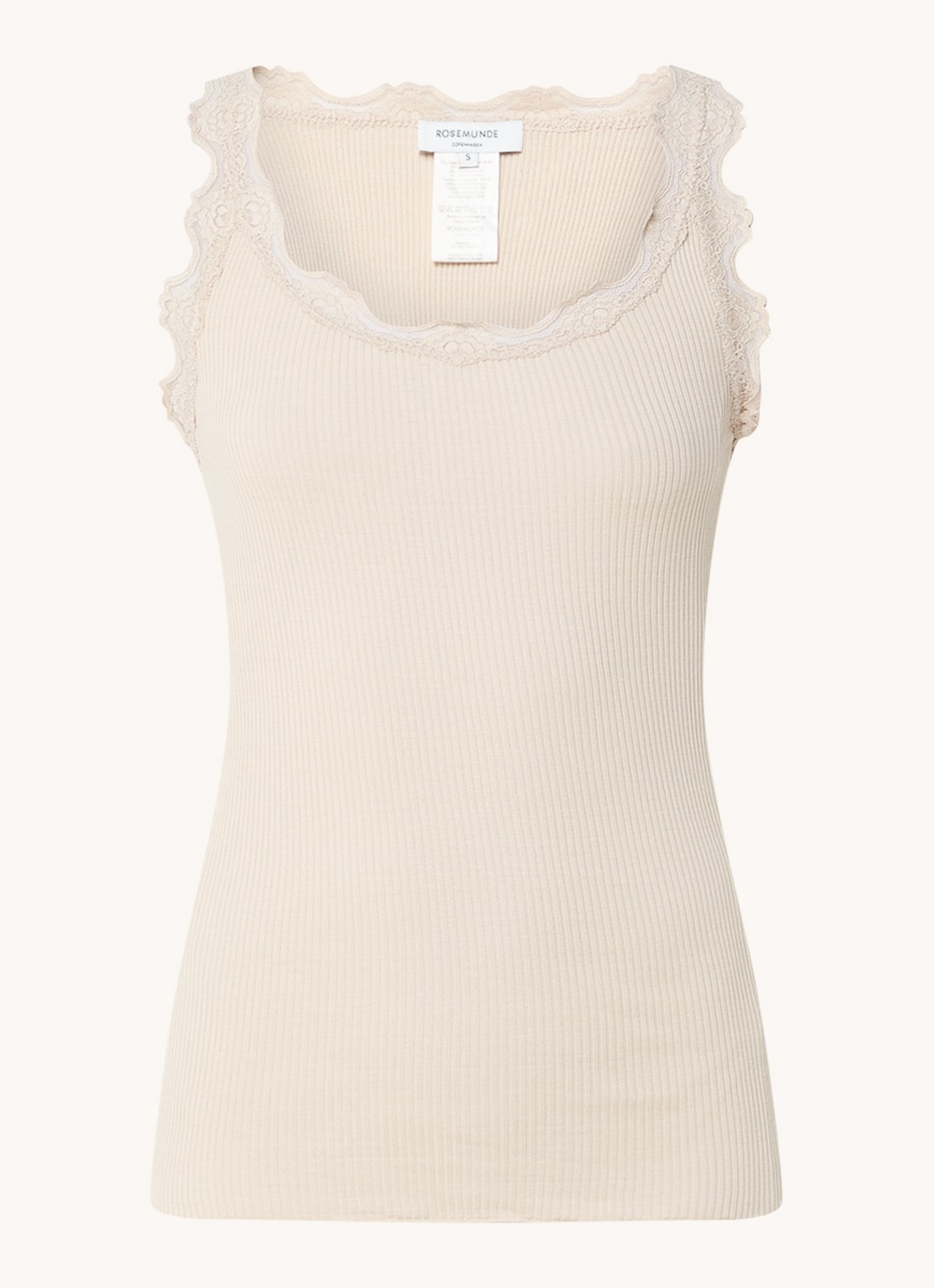 Rosemunde Babette tanktop in zijdeblend met kant - voorkant 2 beige
