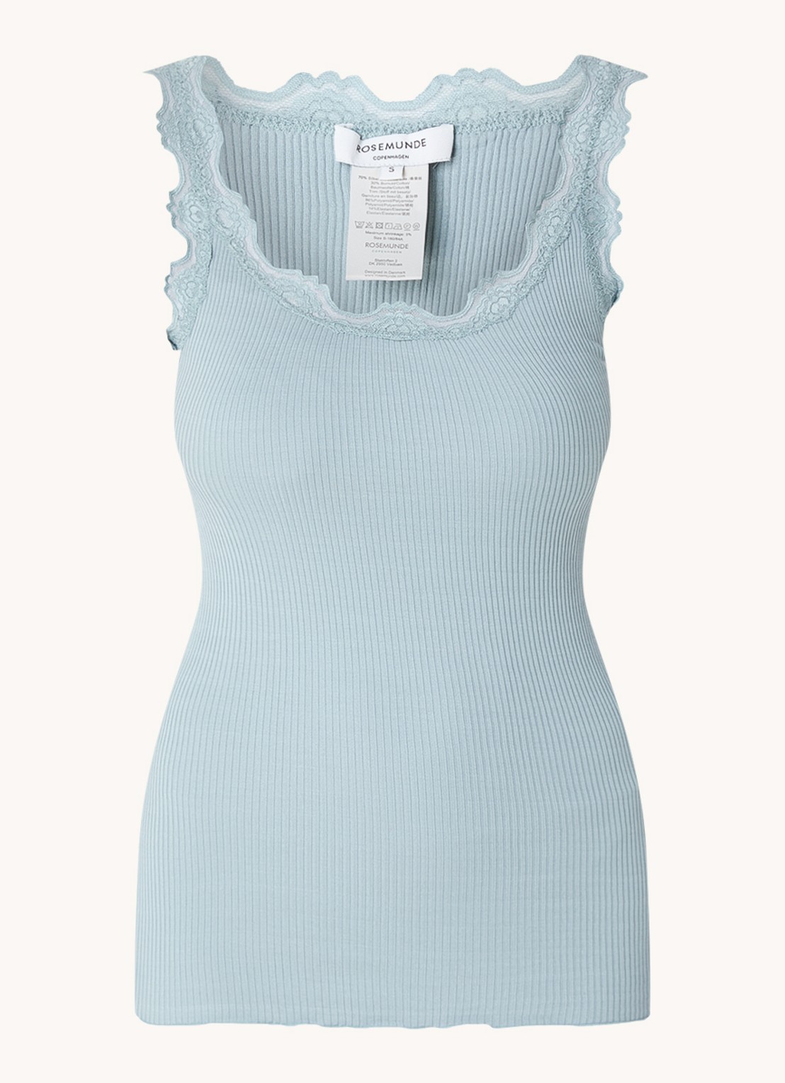 Rosemunde Babette tanktop in zijdeblend met kant - voorkant 2 blauwgrijs