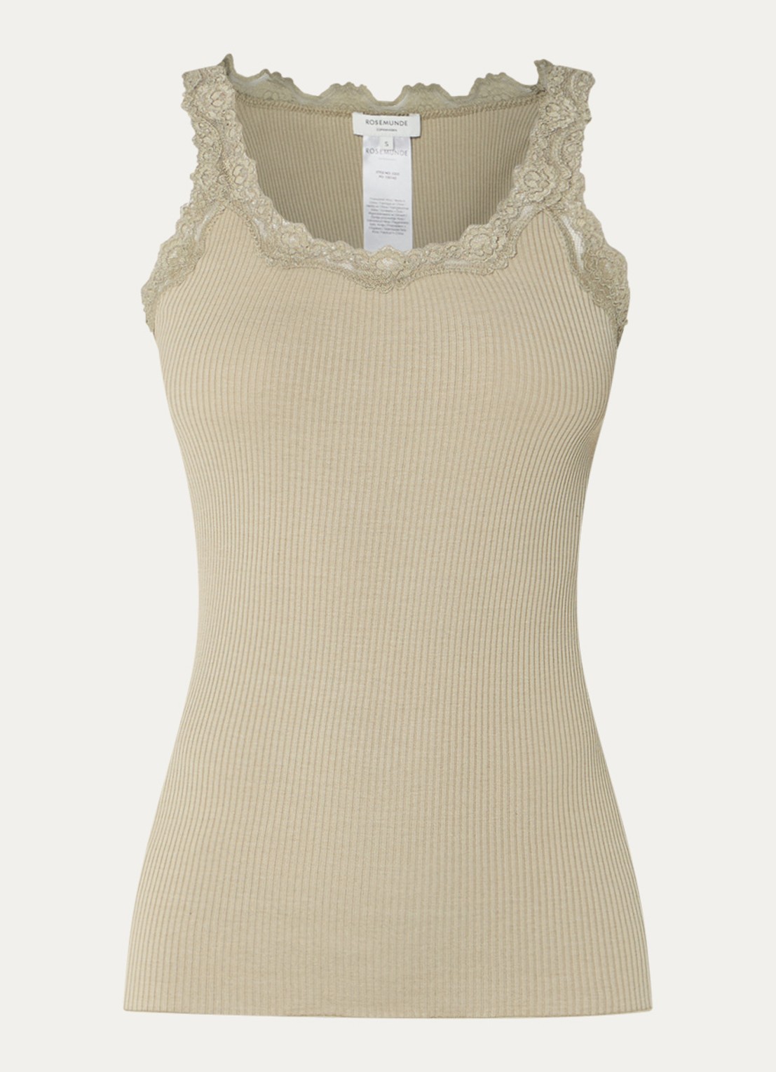 Rosemunde Babette tanktop in zijdeblend met kant - voorkant 2 olijfgroen