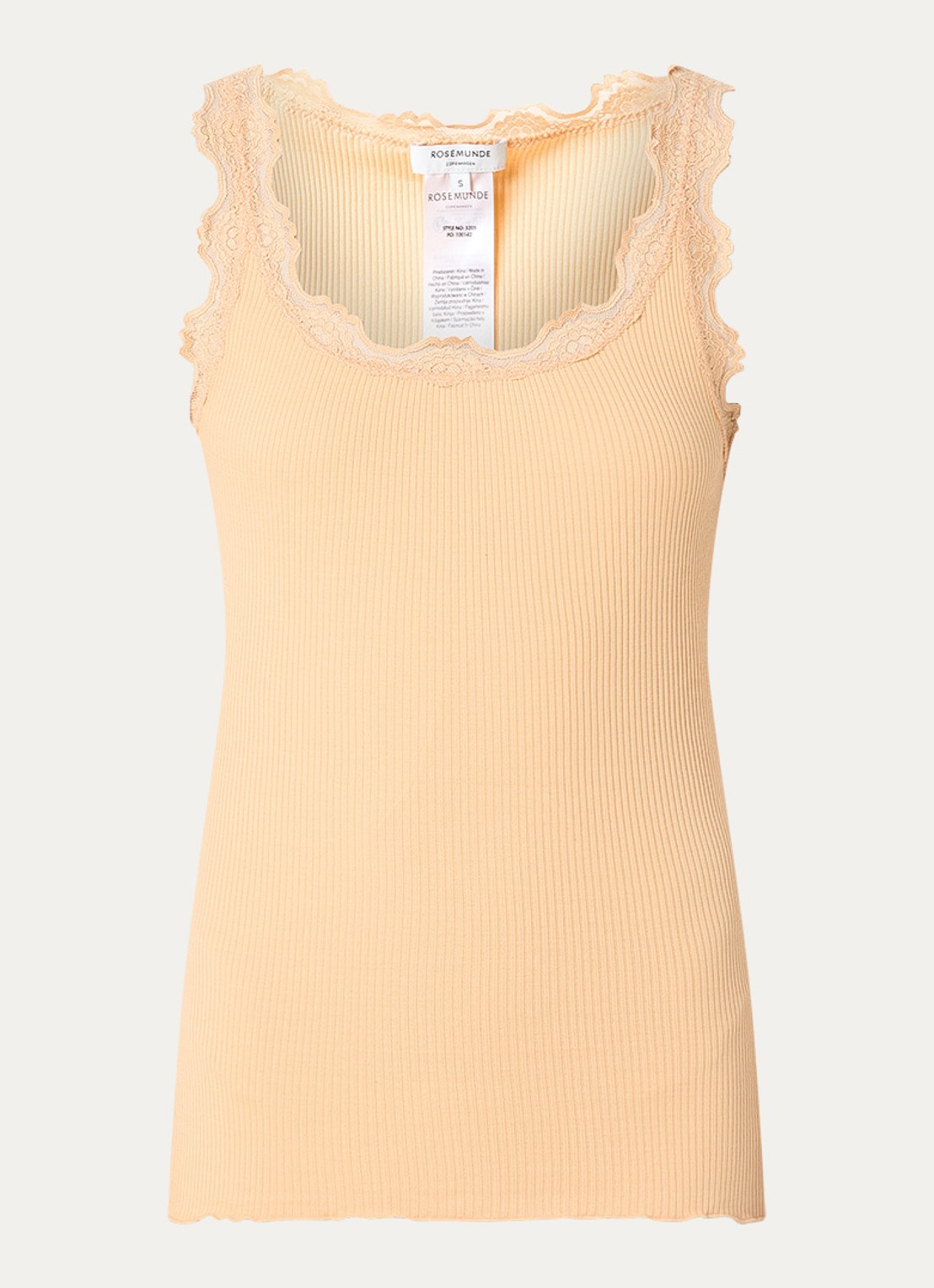 Rosemunde Babette tanktop in zijdeblend met kant - voorkant 2 abrikoos