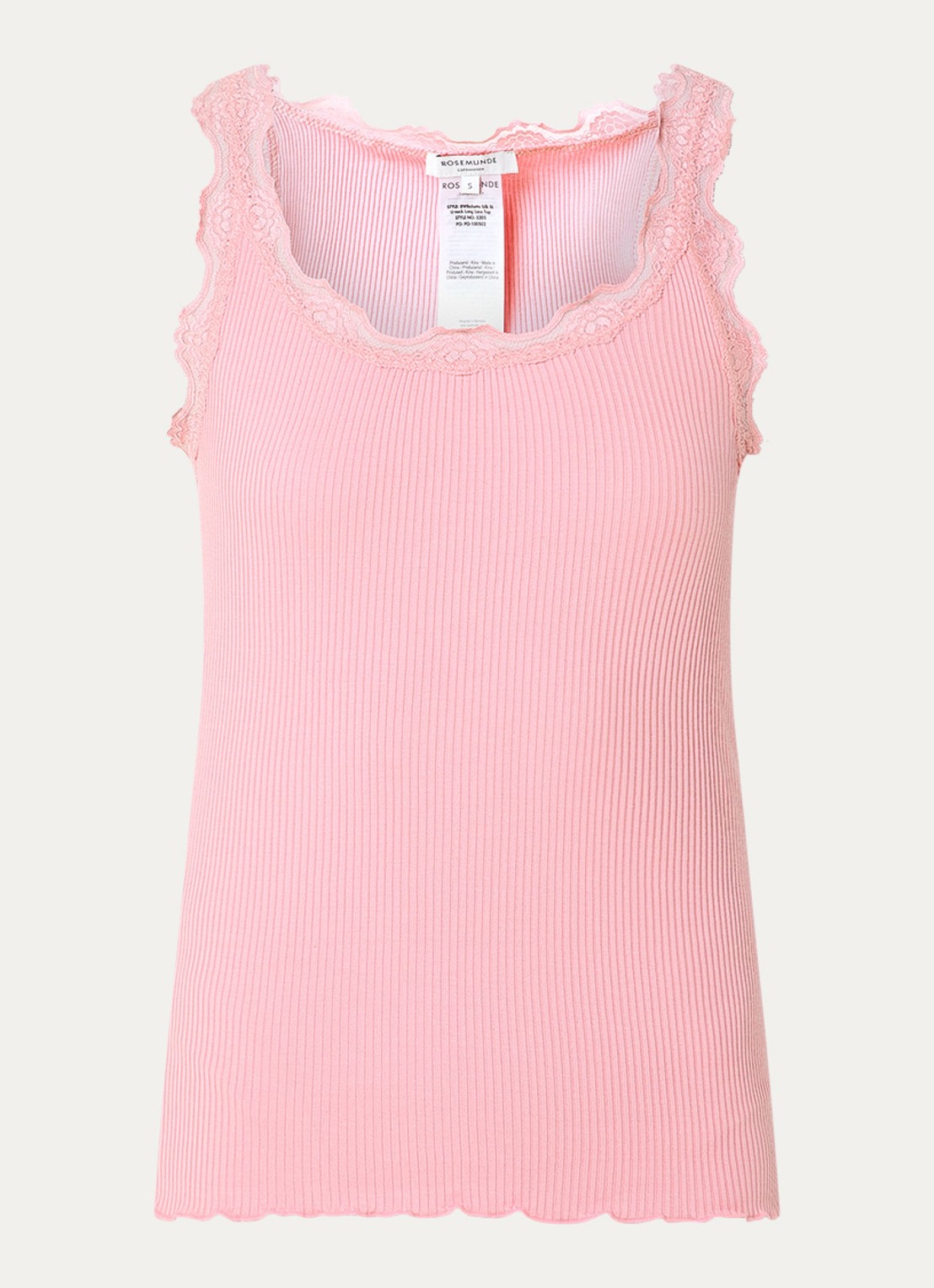 Rosemunde Babette tanktop in zijdeblend met kant - voorkant 2 roze