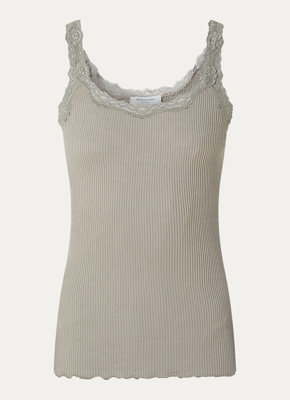 Rosemunde Babette tanktop in zijdeblend met kant - voorkant beige