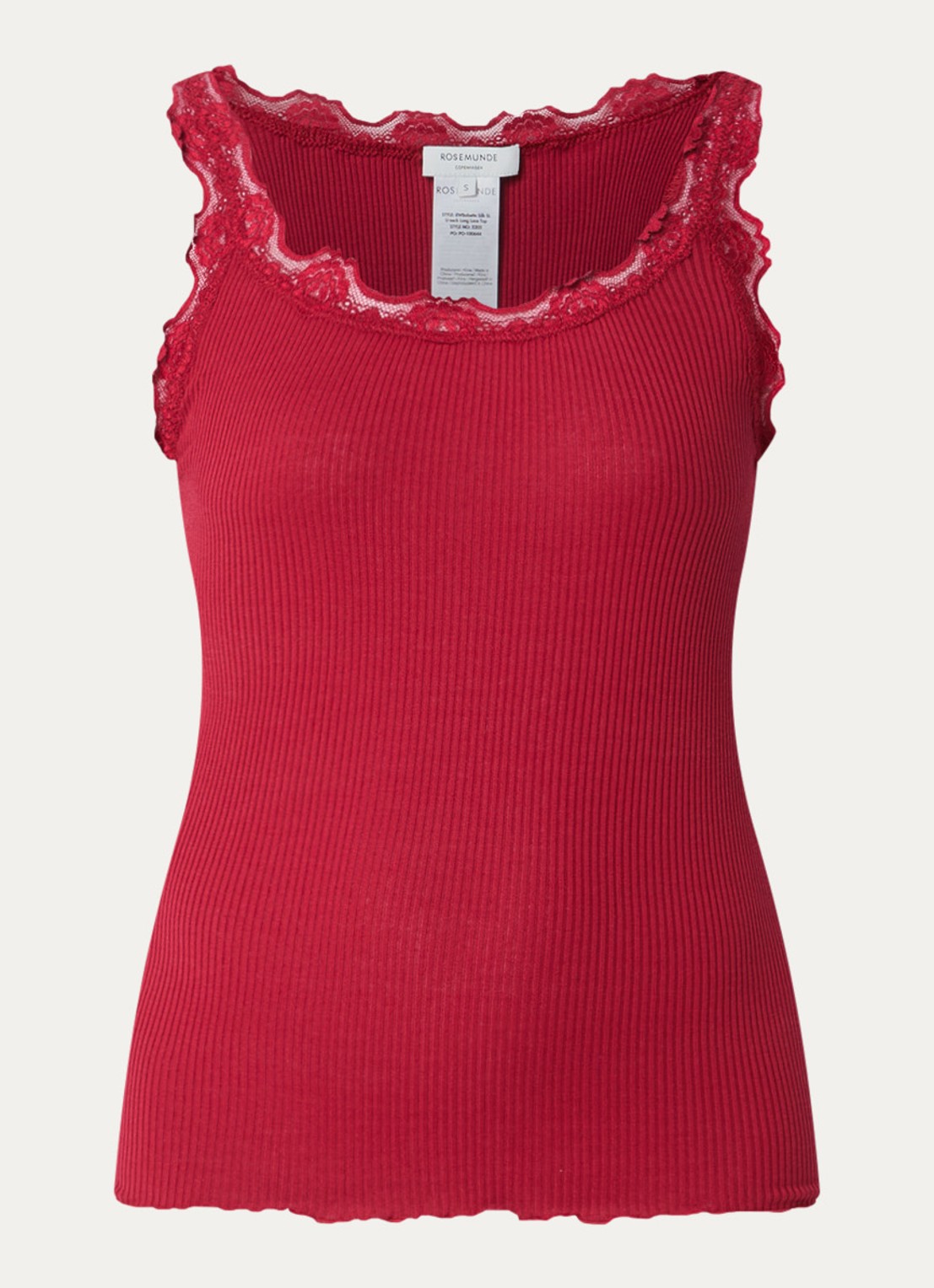 Rosemunde Babette tanktop in zijdeblend met kant - voorkant 3 rood