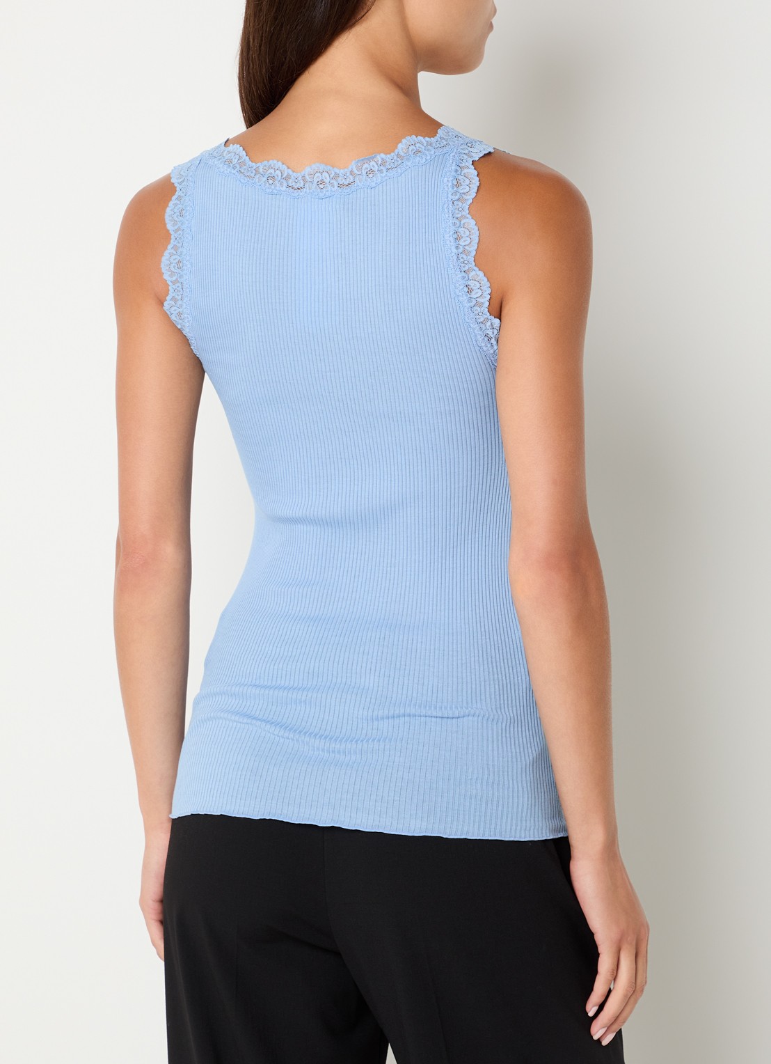 Rosemunde Balta tanktop met details van kant - achterkant 4 blauwgrijs