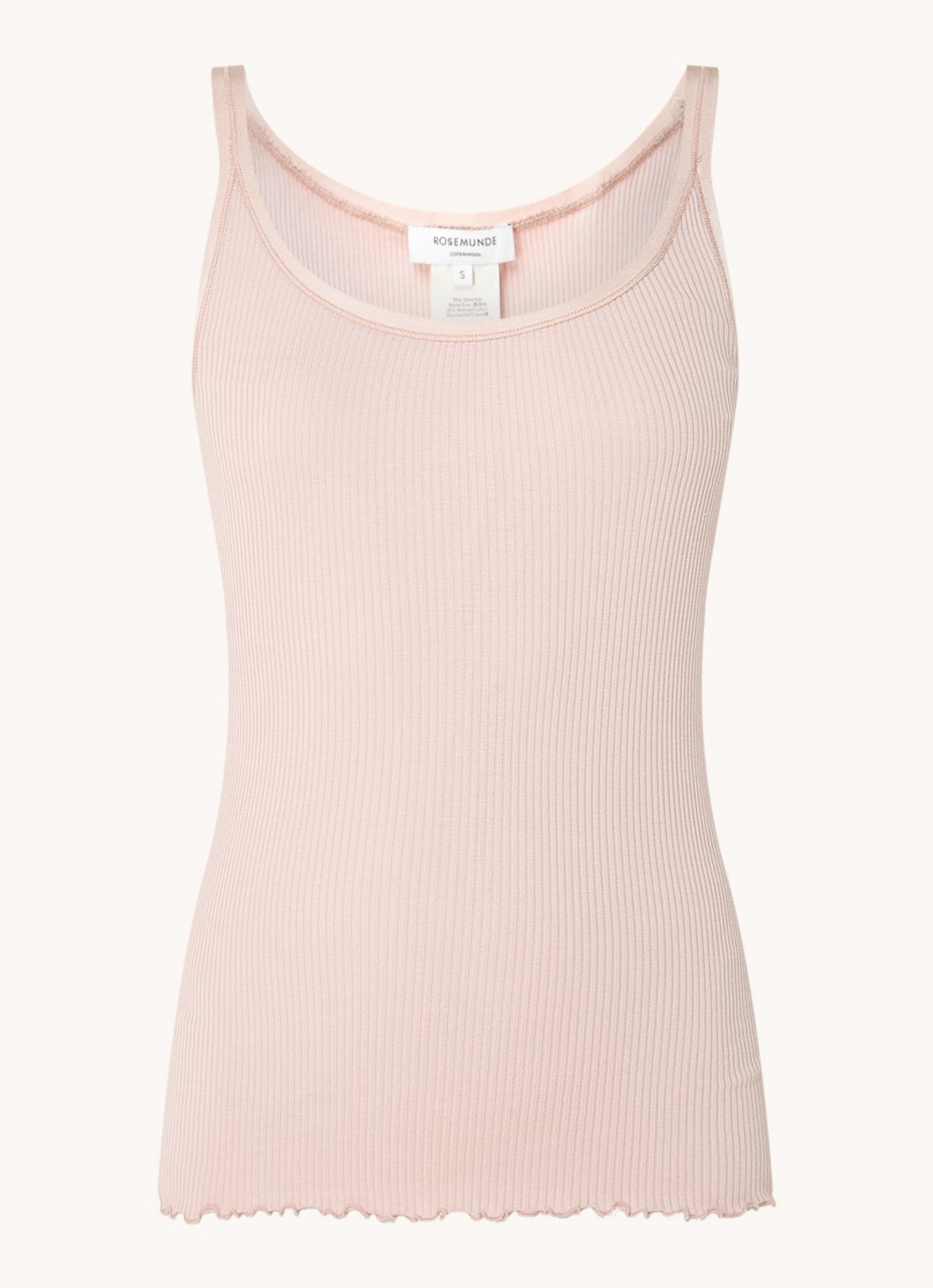 Rosemunde Belle ribgebreide top in zijdeblend met ronde hals - voorkant 2 lichtroze