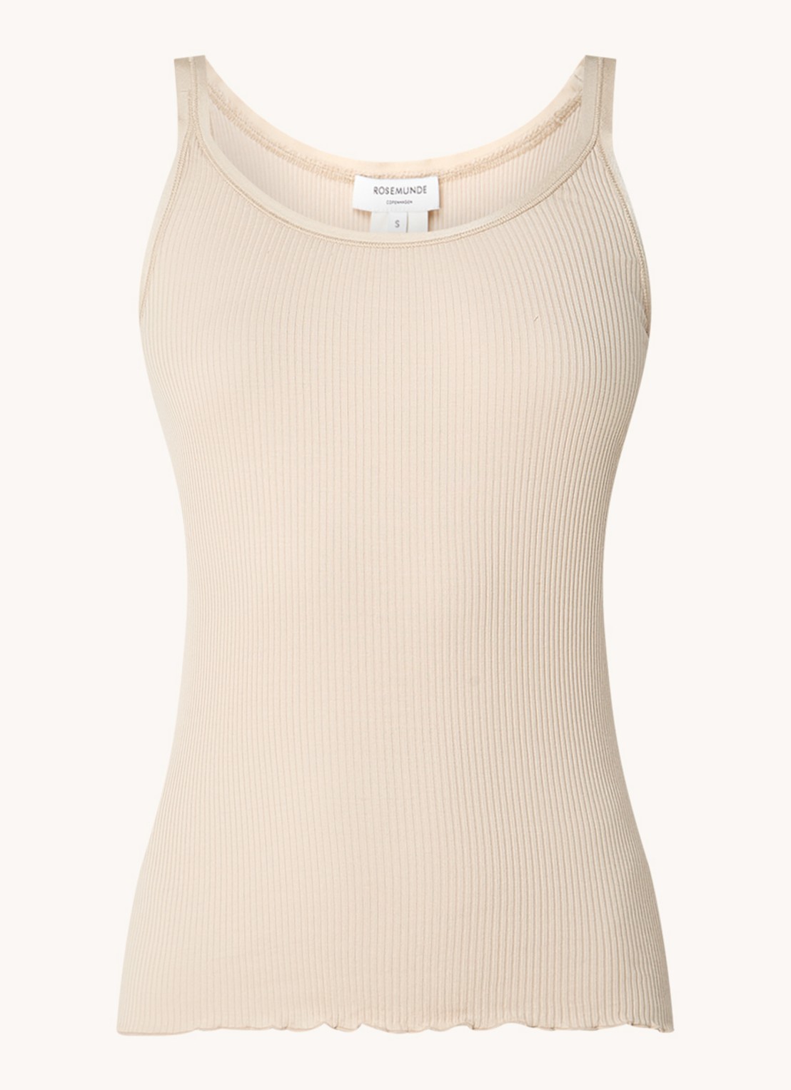 Rosemunde Belle ribgebreide top in zijdeblend met ronde hals - voorkant 3 beige