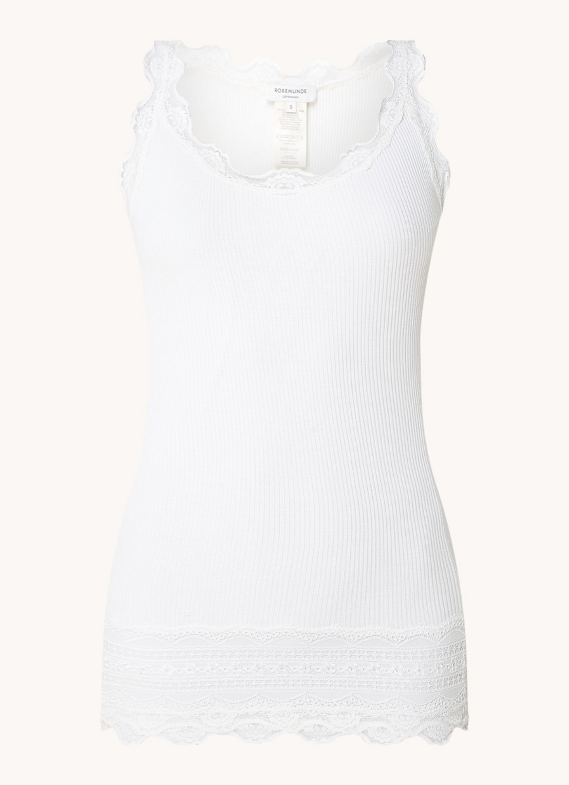 Rosemunde Benita top in zijdeblend met details van kant - voorkant 3 gebroken wit