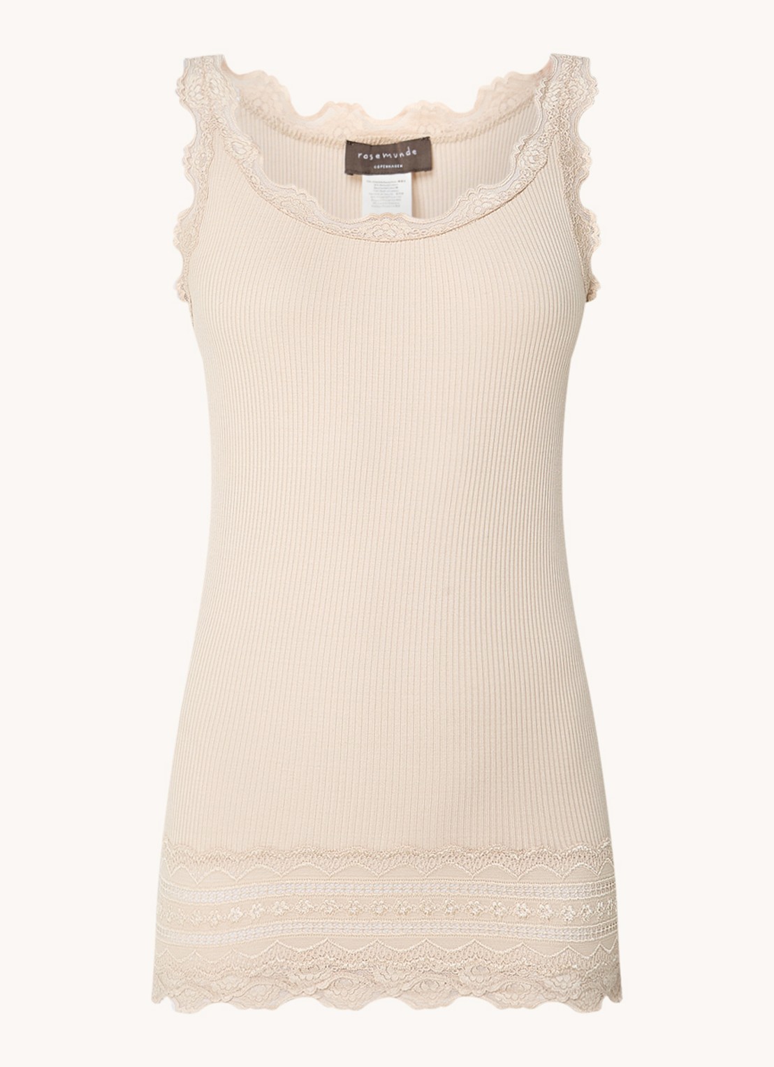 Rosemunde Benita top in zijdeblend met details van kant - voorkant 3 beige