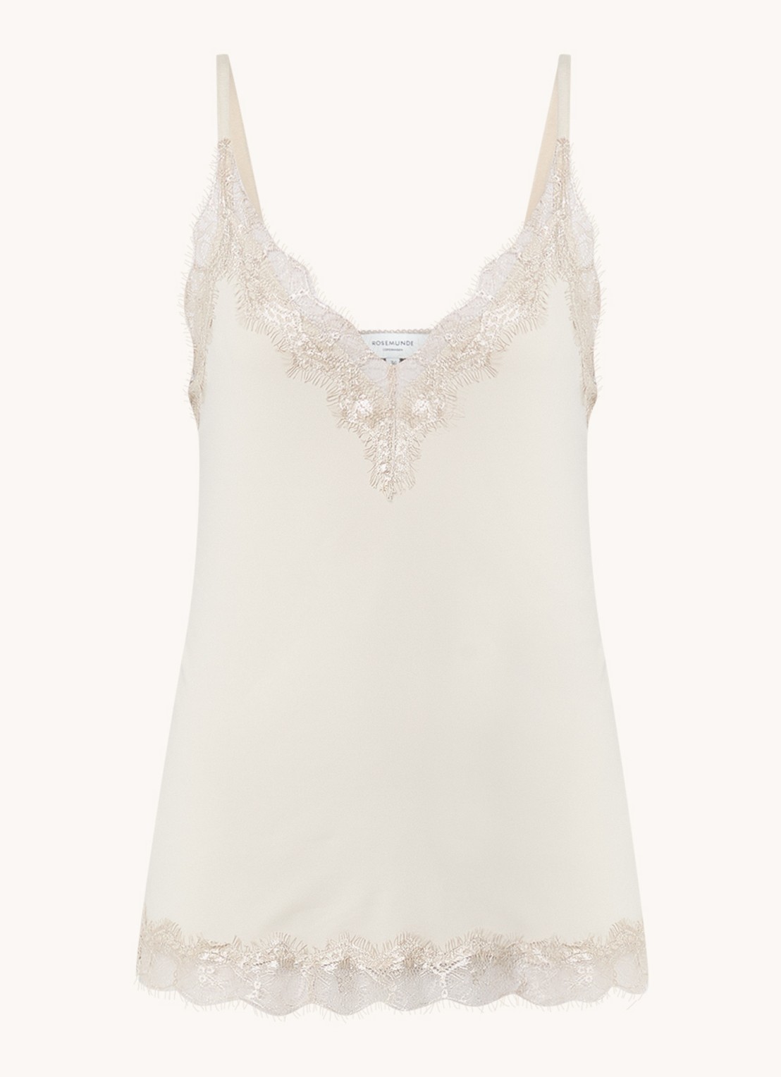 Rosemunde Billie spaghettitop met details van kant - voorkant 3 beige